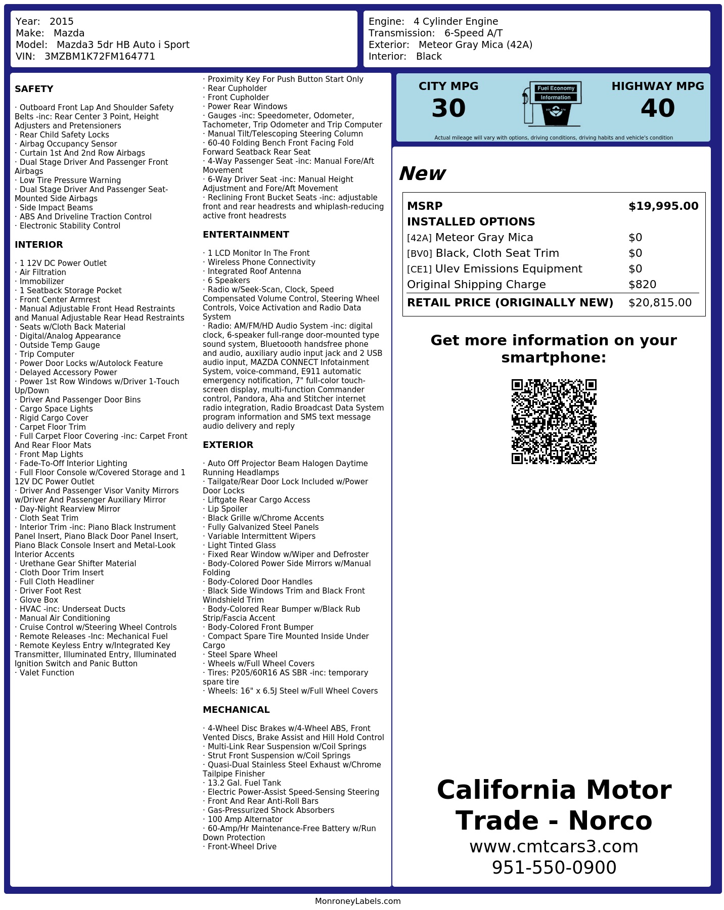 Monroney Label