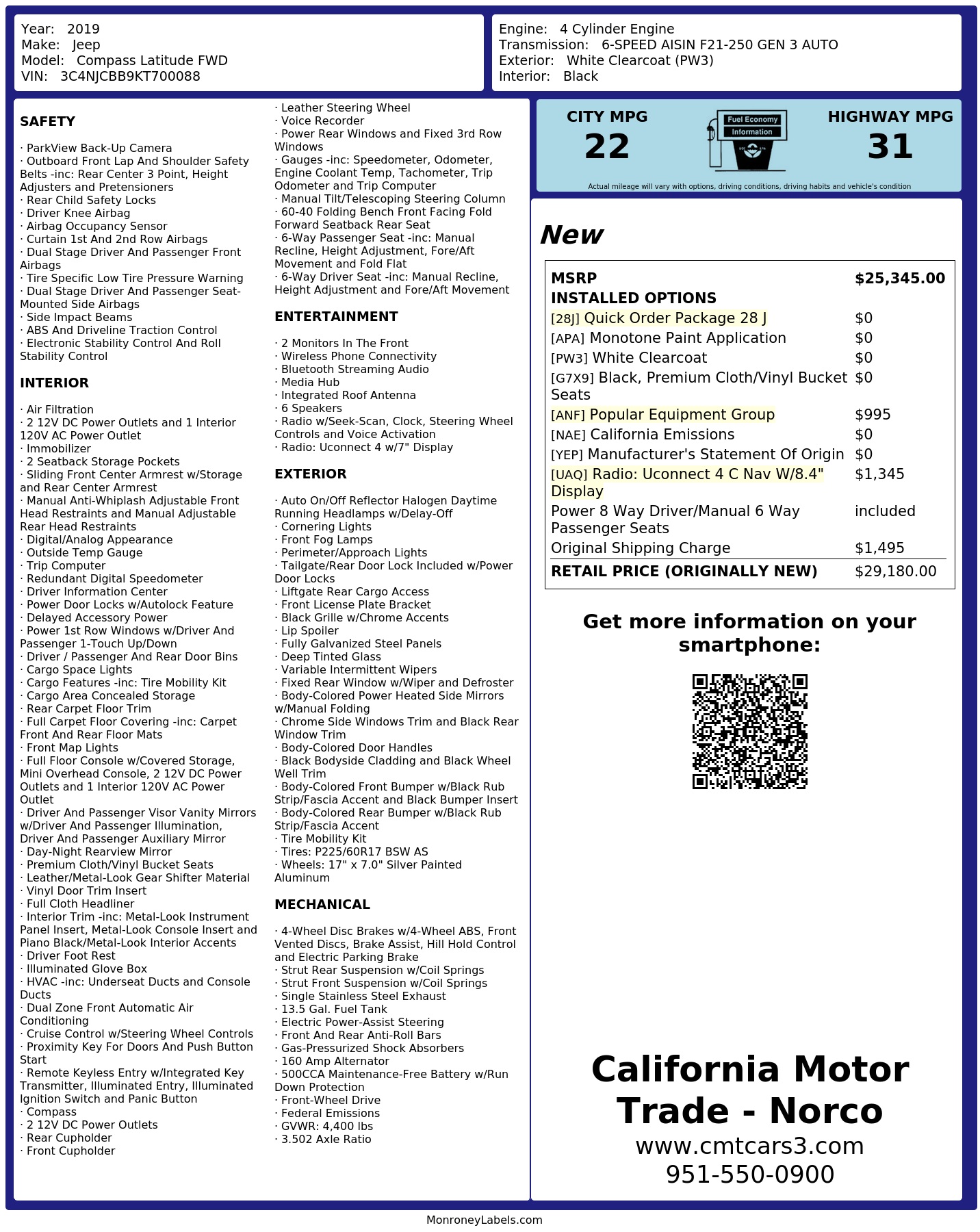 Monroney Label