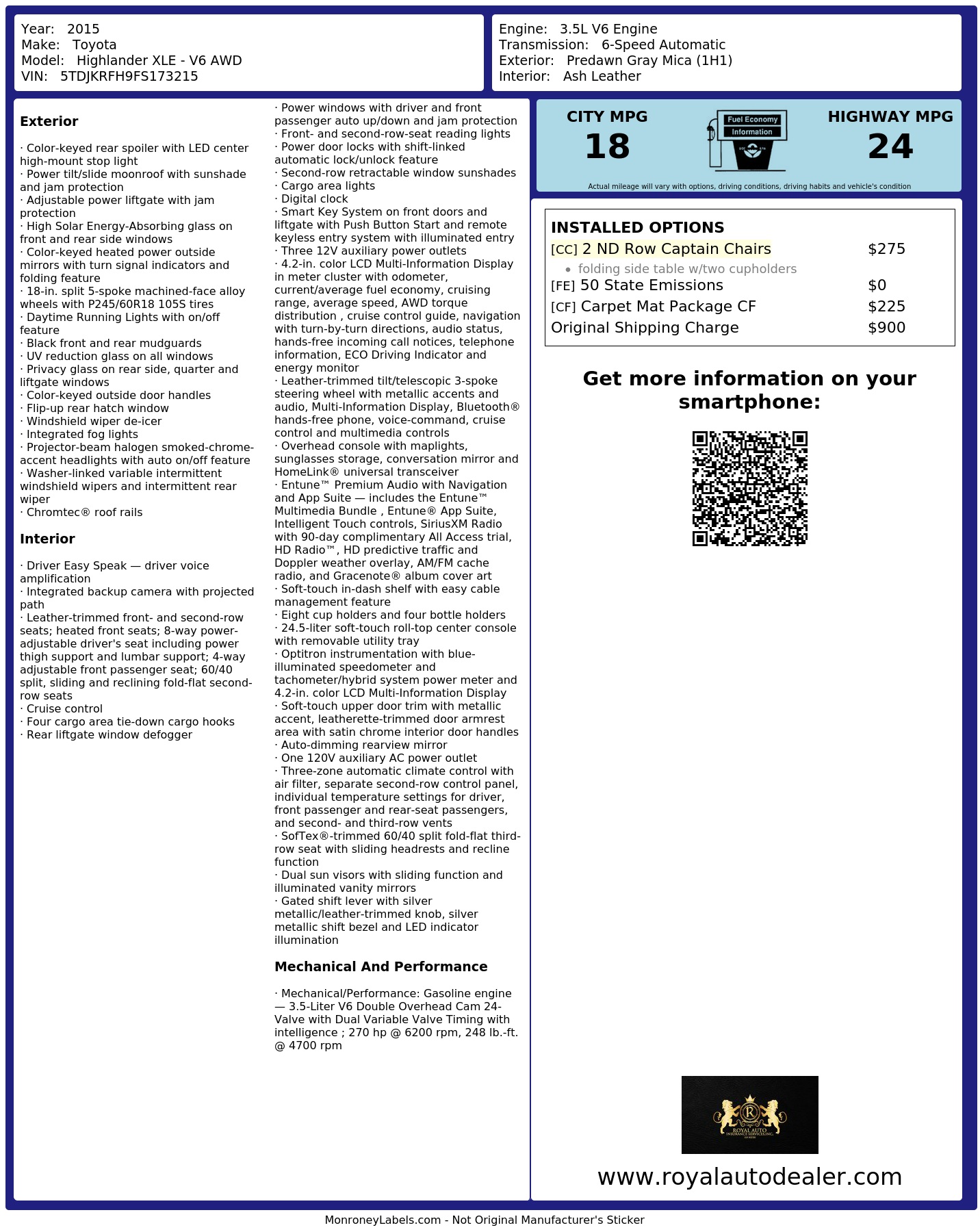 Monroney Label