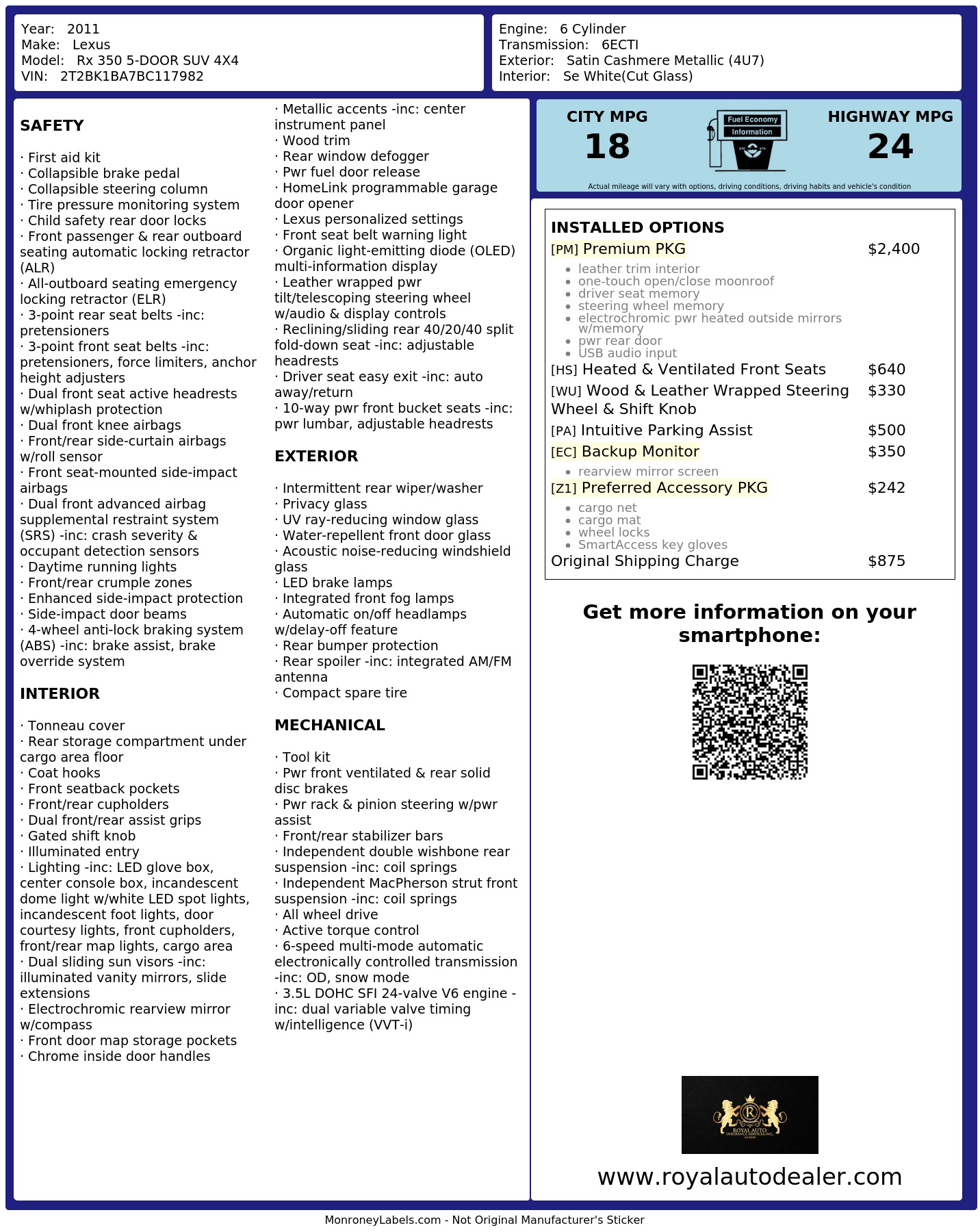 Monroney Label