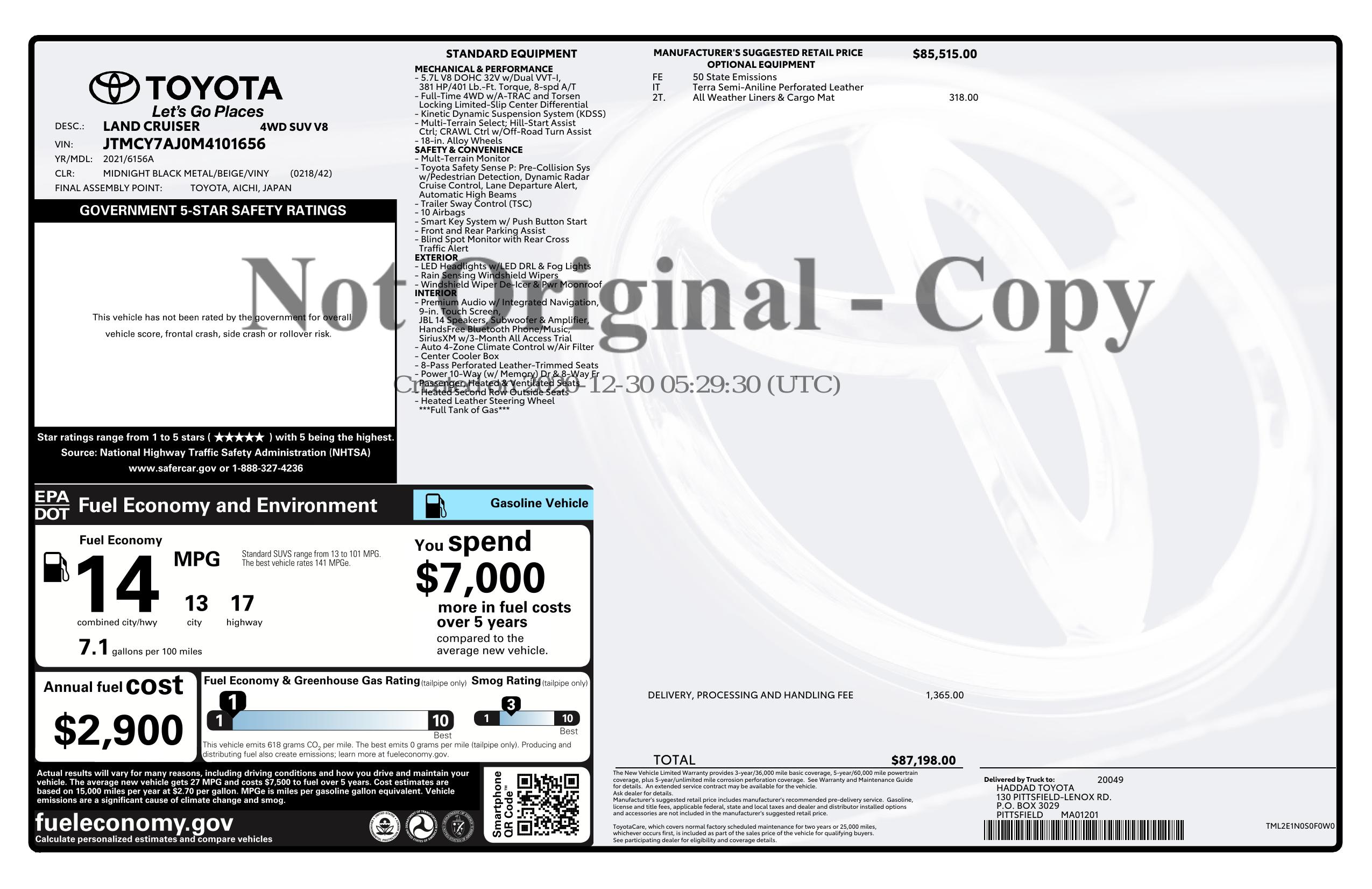 Monroney Label