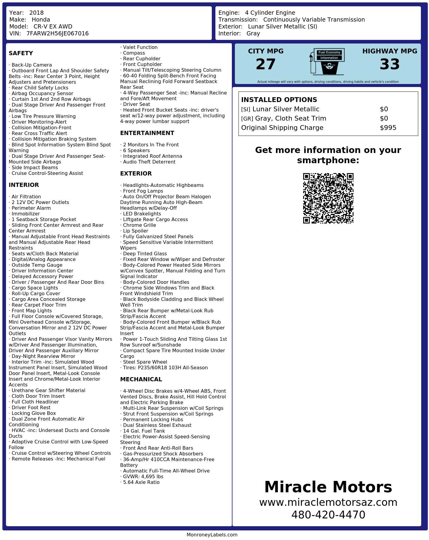 Monroney Label