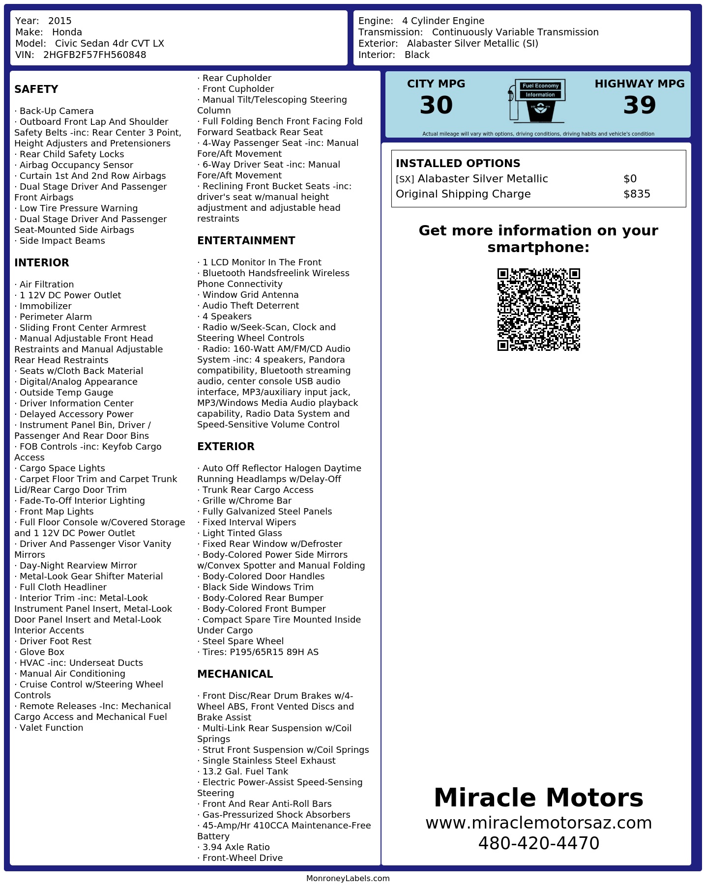 Monroney Label