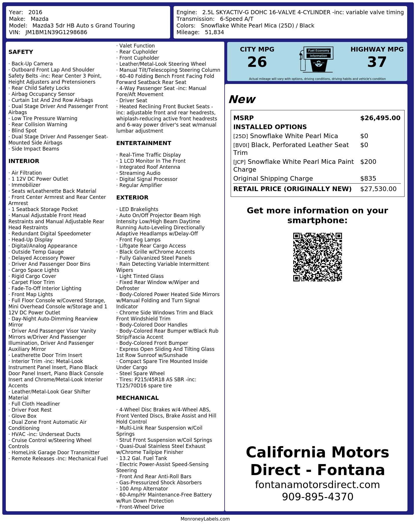 Monroney Label
