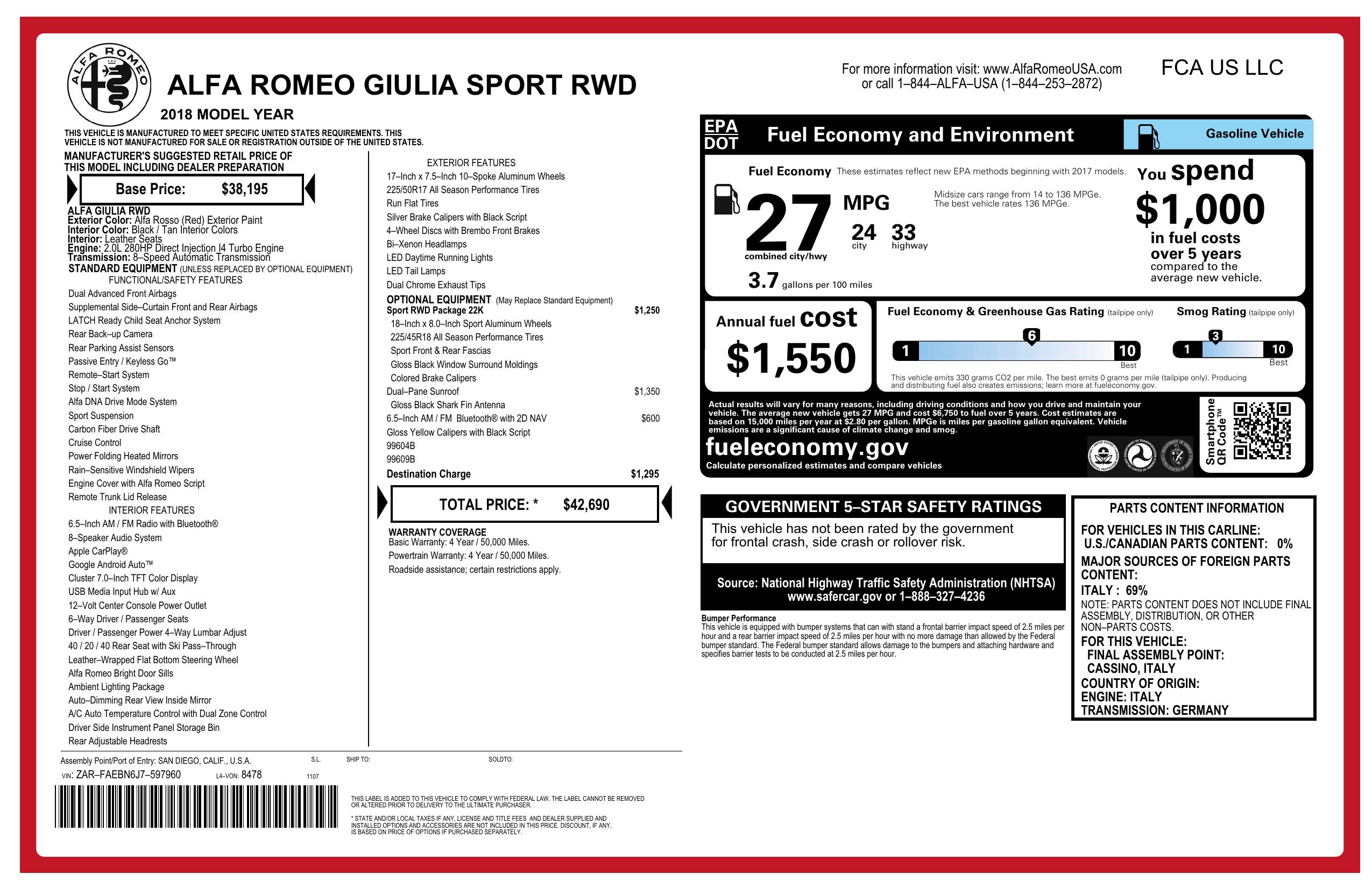 Monroney Label