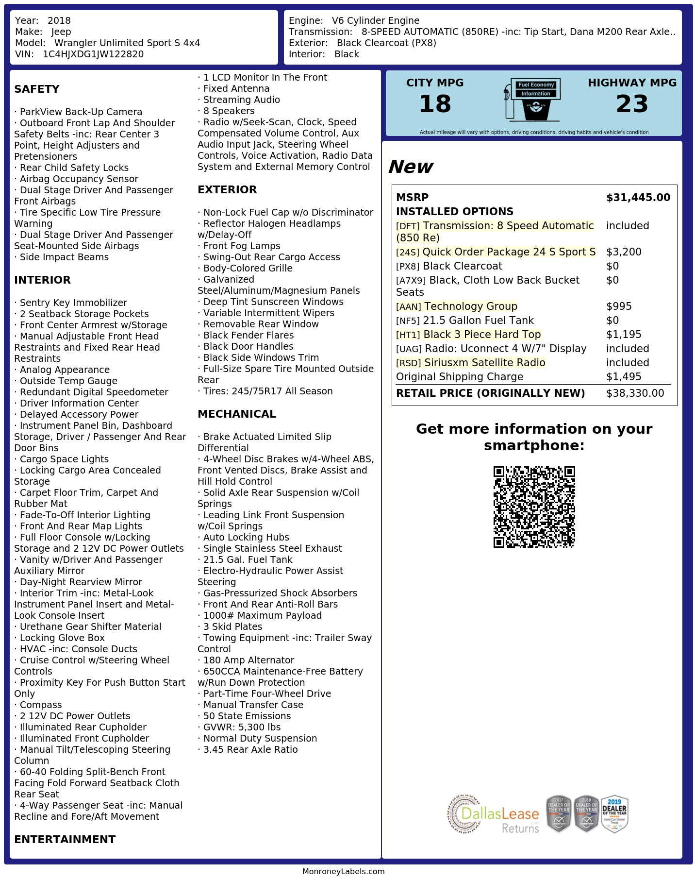 Monroney Label