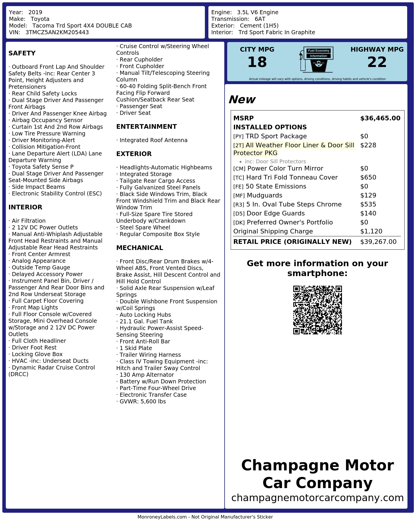 Monroney Label