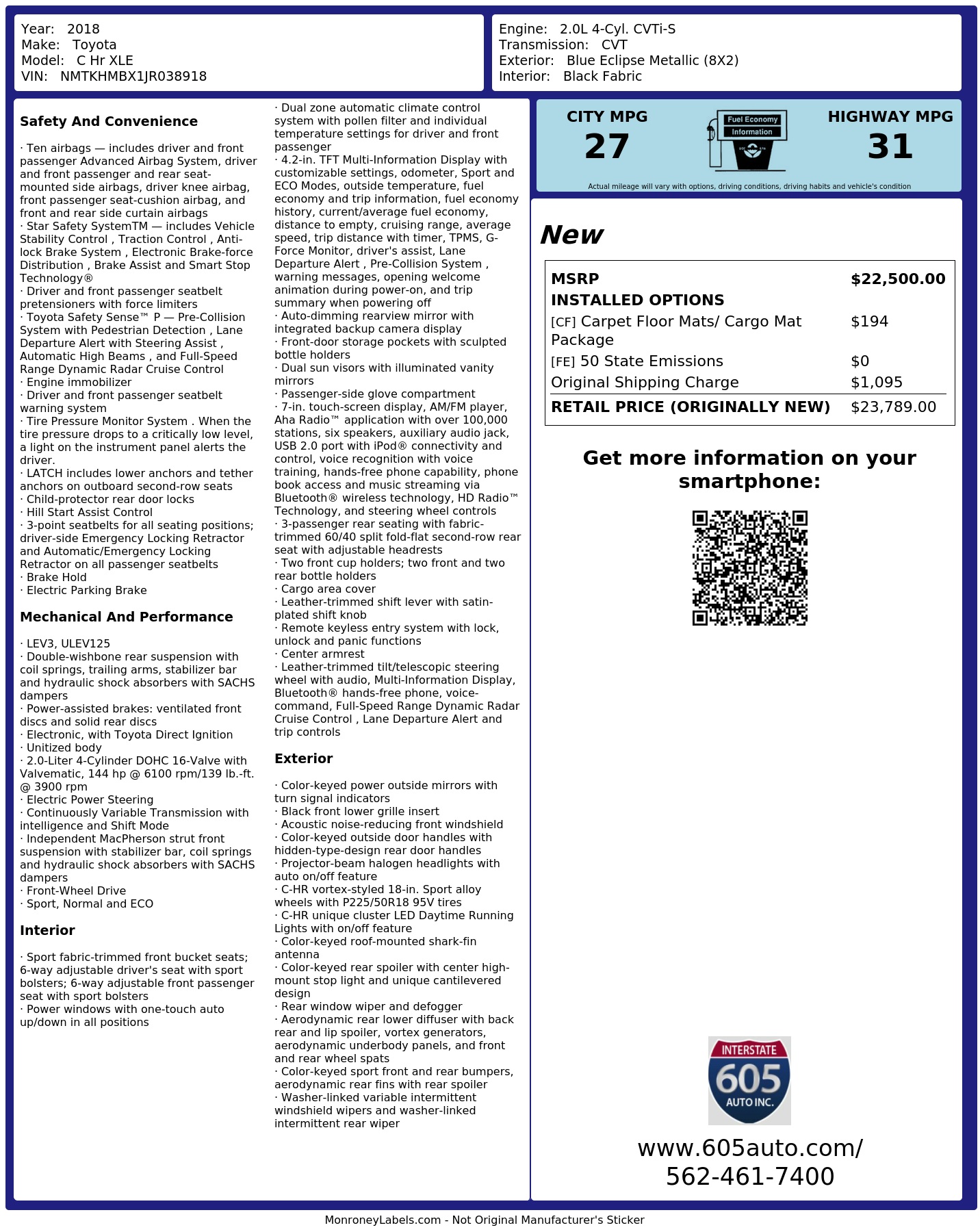 Monroney Label