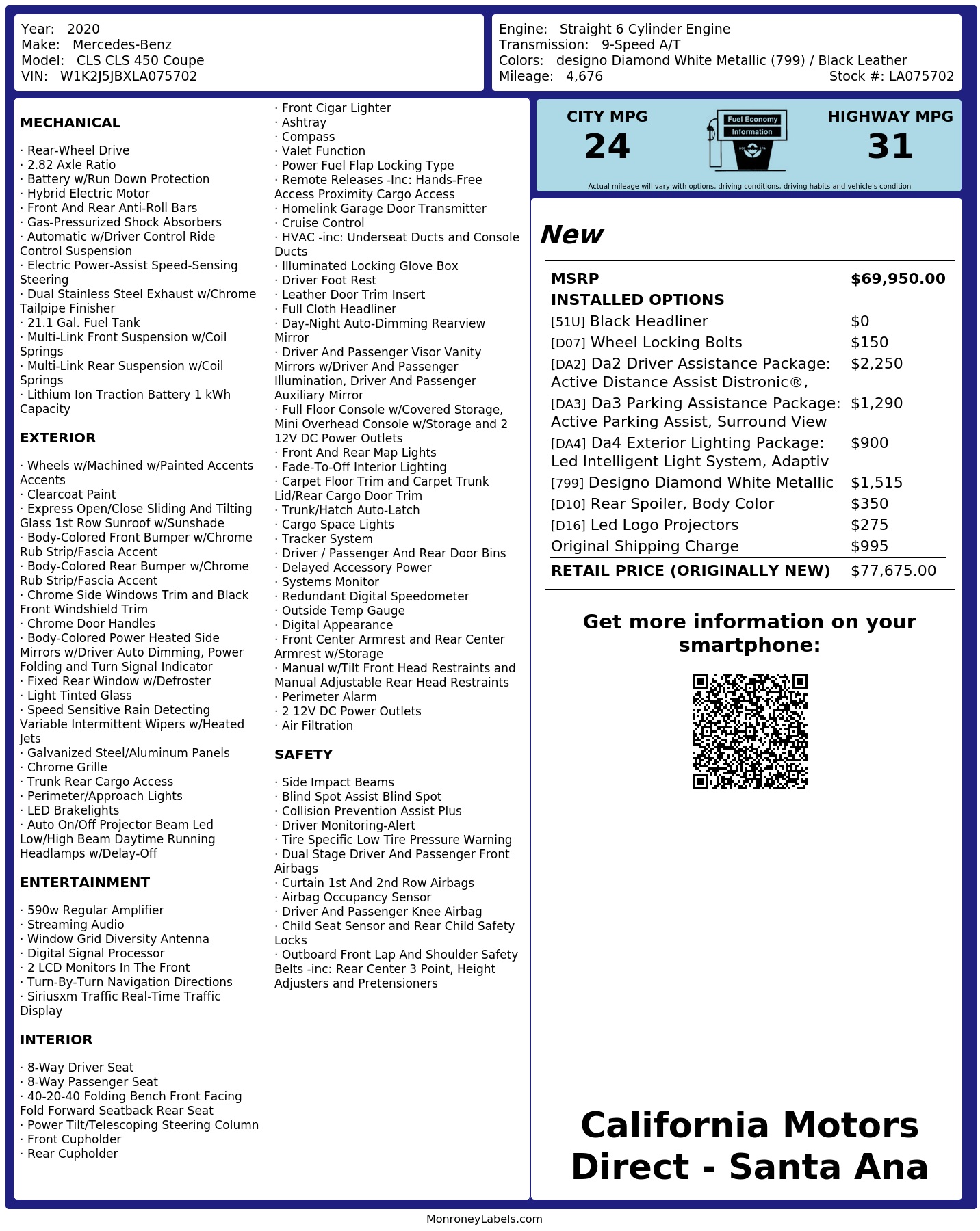 Monroney Label