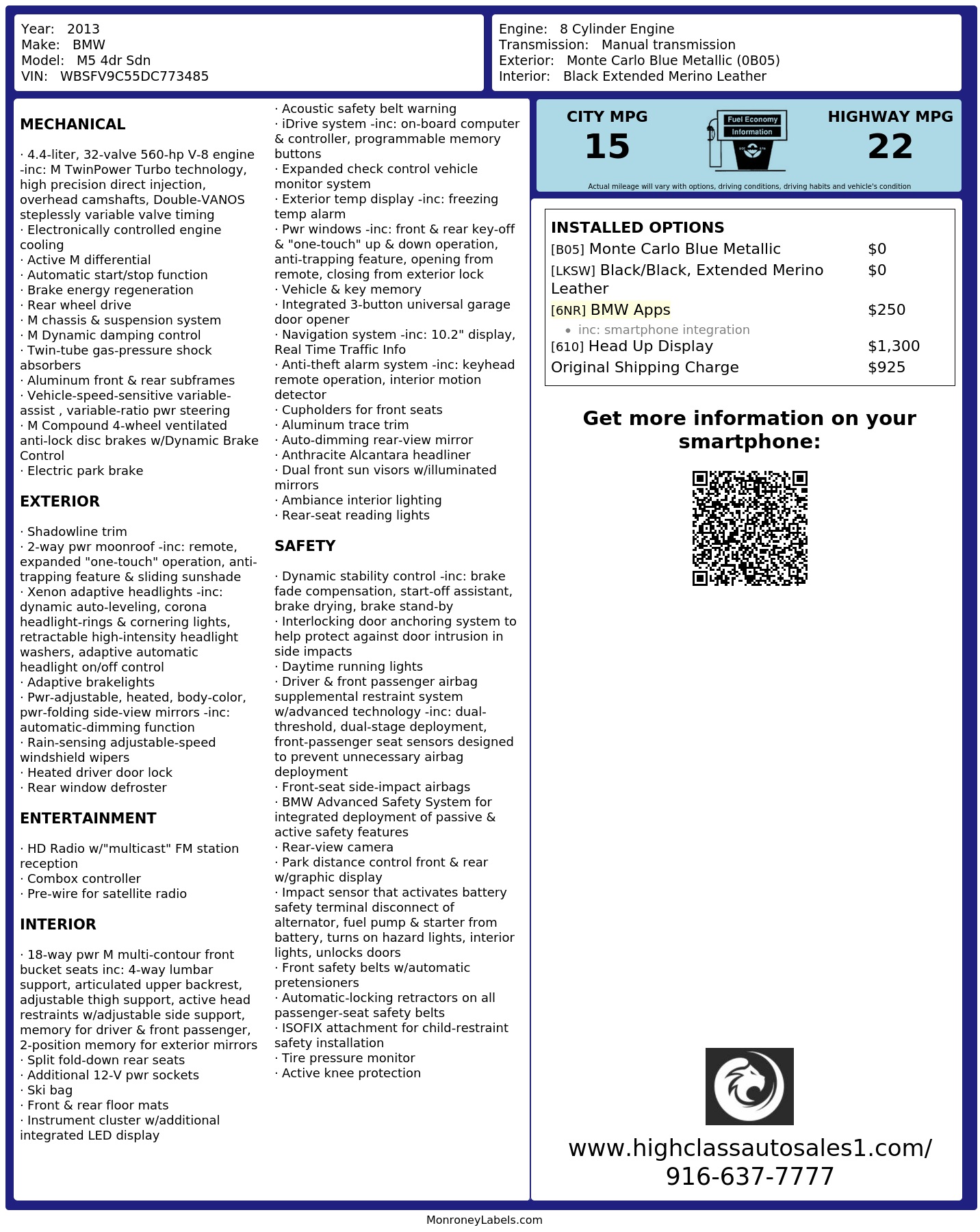 Monroney Label