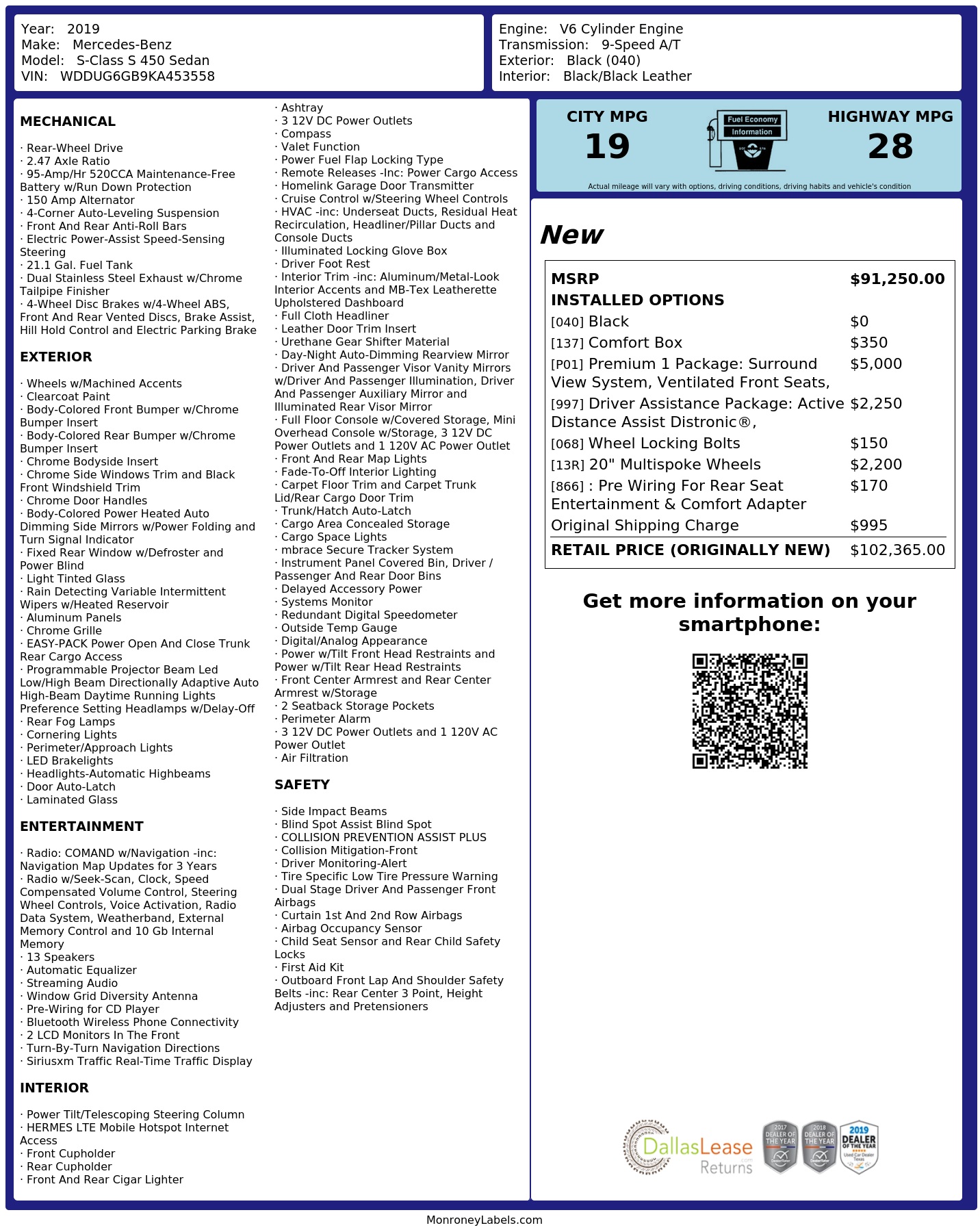 Monroney Label
