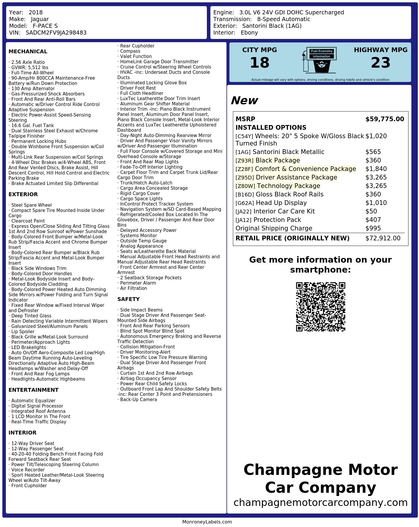Monroney Label
