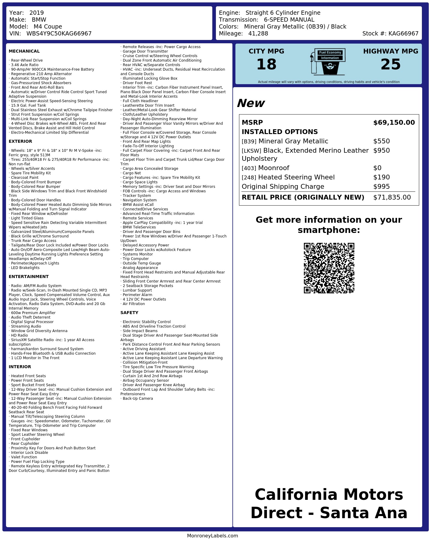 Monroney Label
