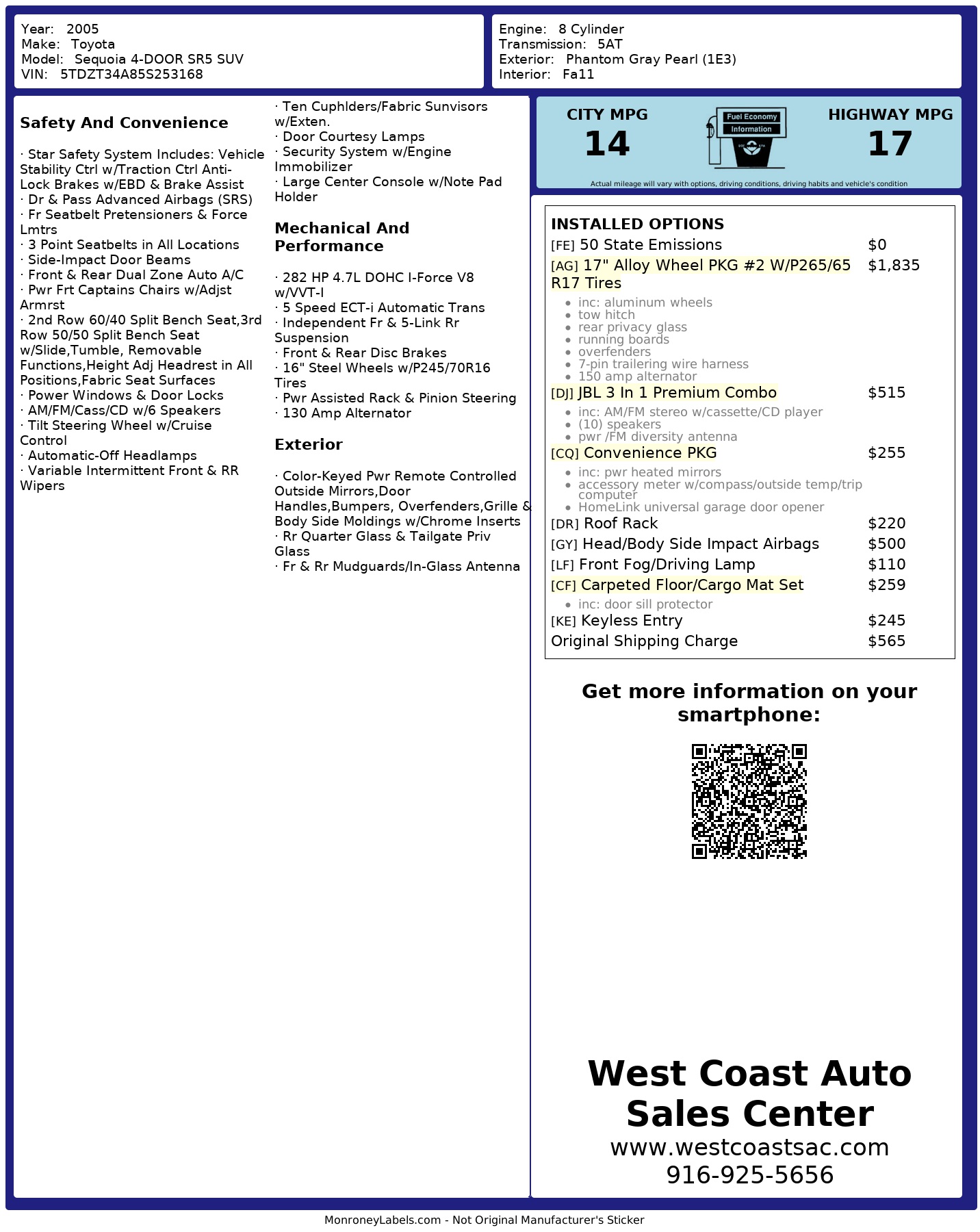 Sold 2005 Toyota Sequoia SR5 33 Service records JBL audio