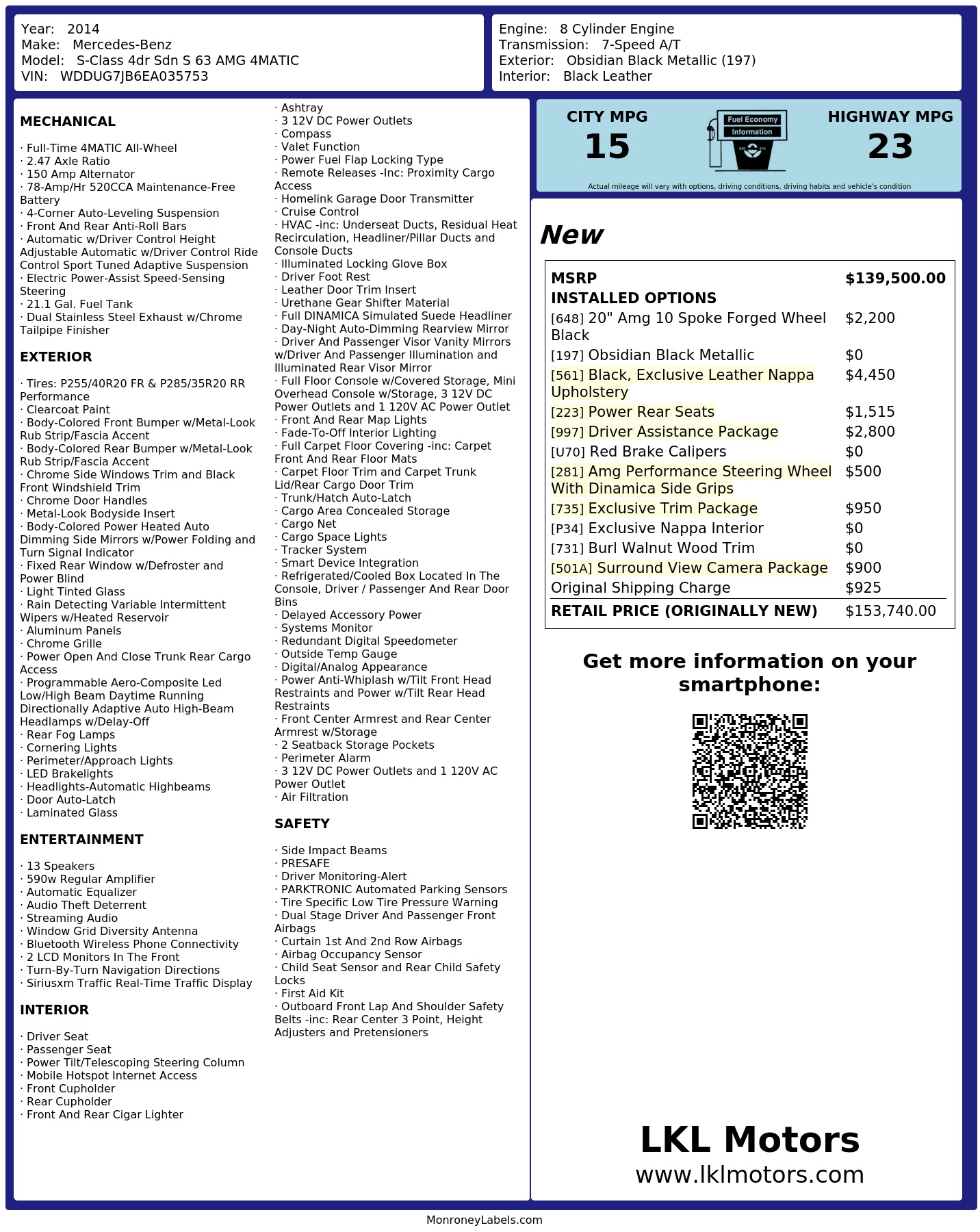 Monroney Label