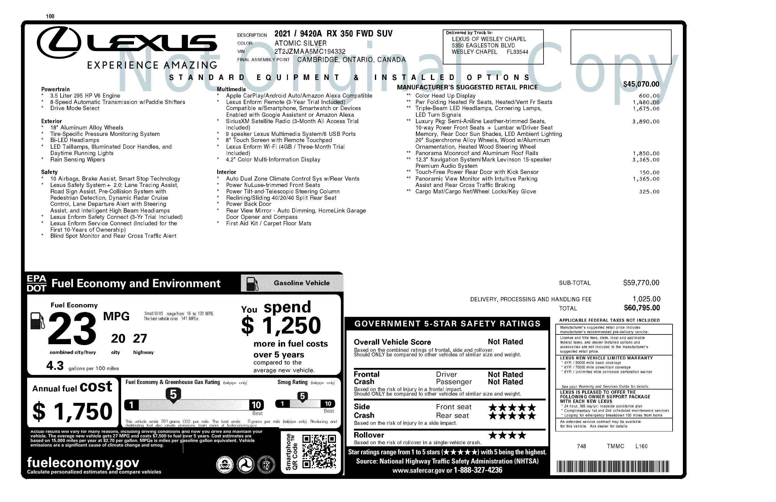 window-sticker-for-2021-lexus-rx-rx-350-fwd
