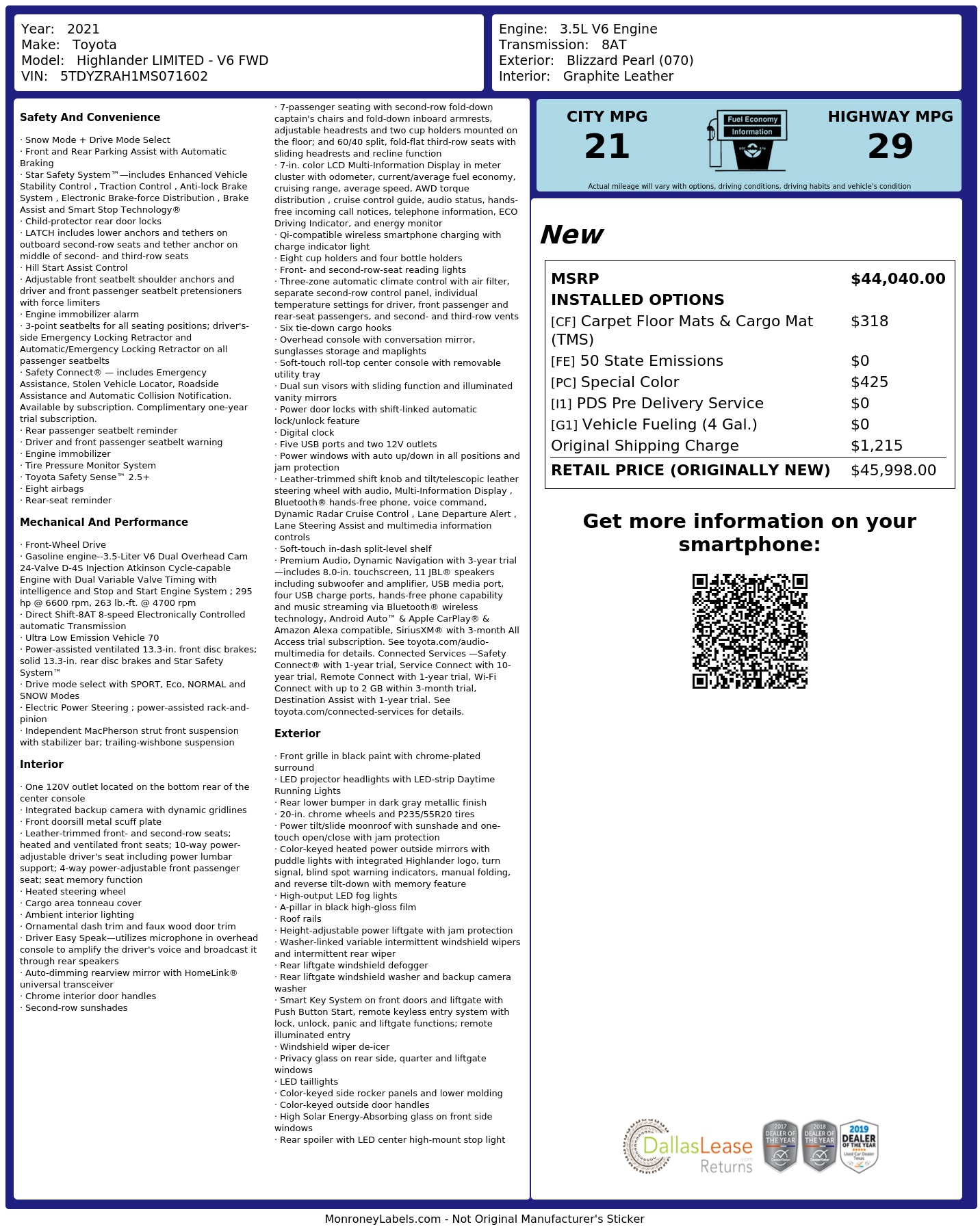 Monroney Label