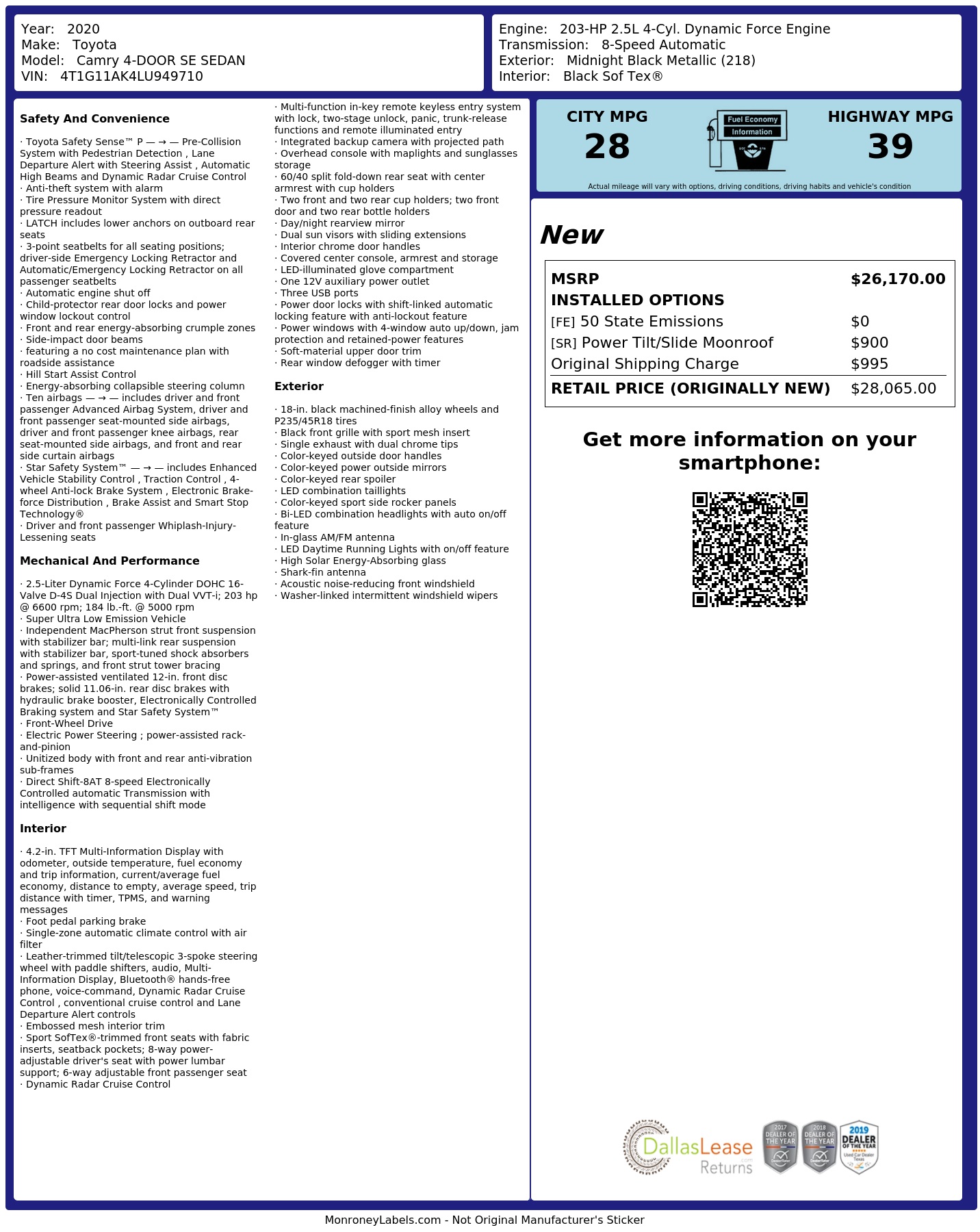 Monroney Label