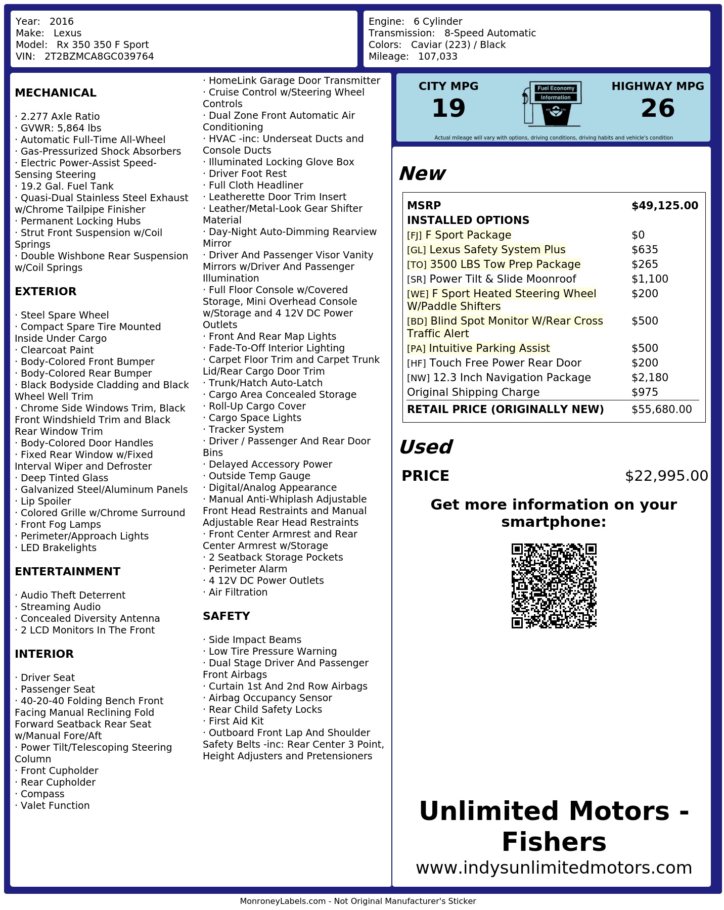 Monroney Label