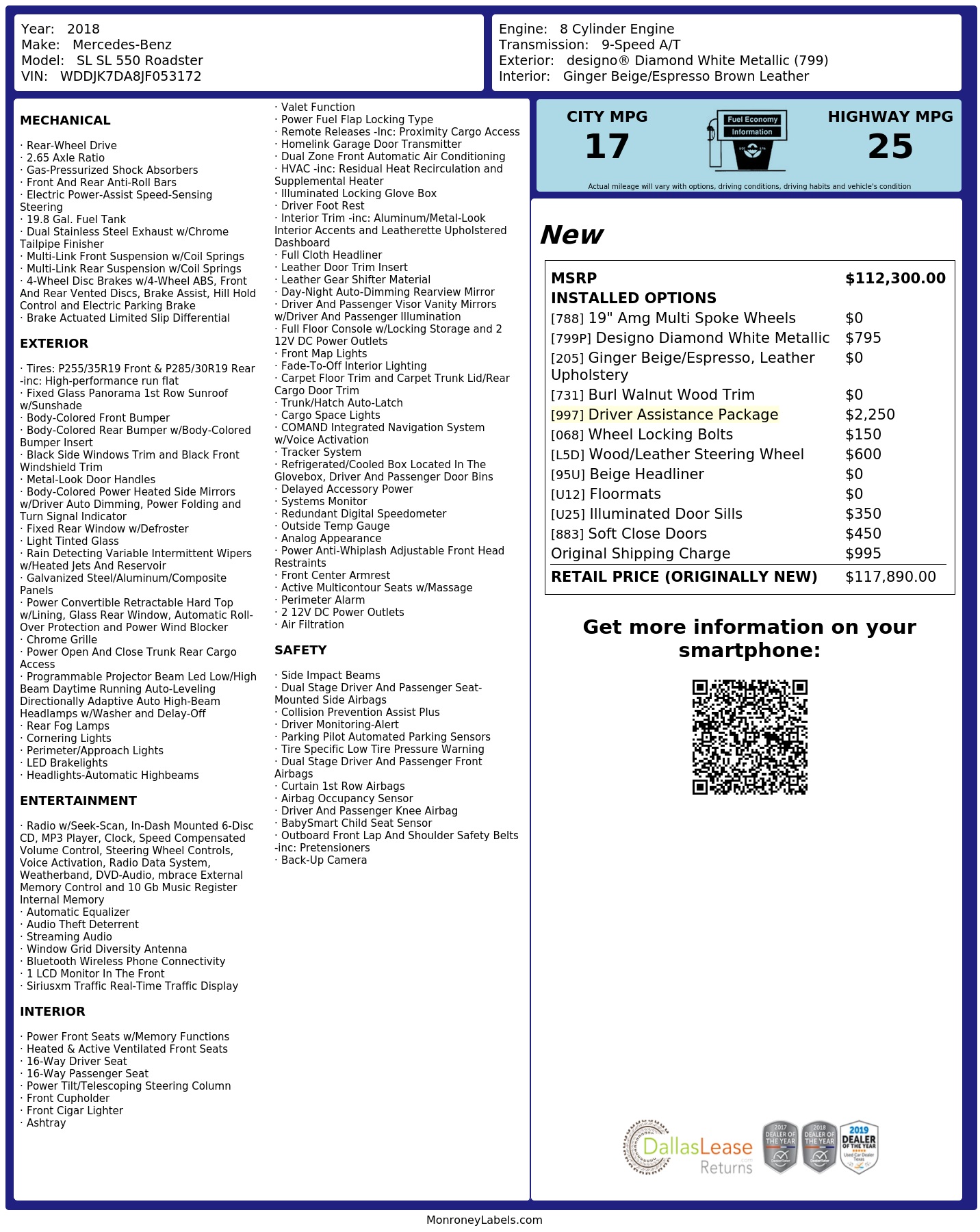 Monroney Label