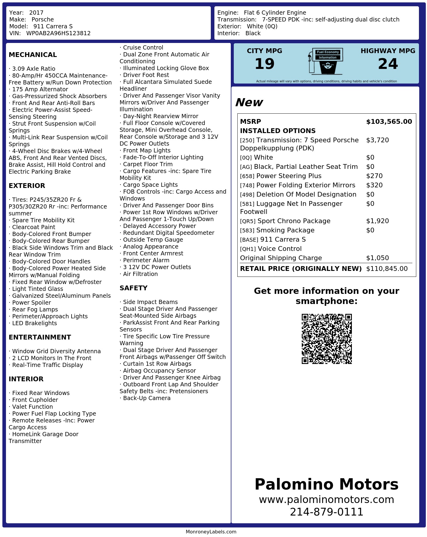Monroney Label