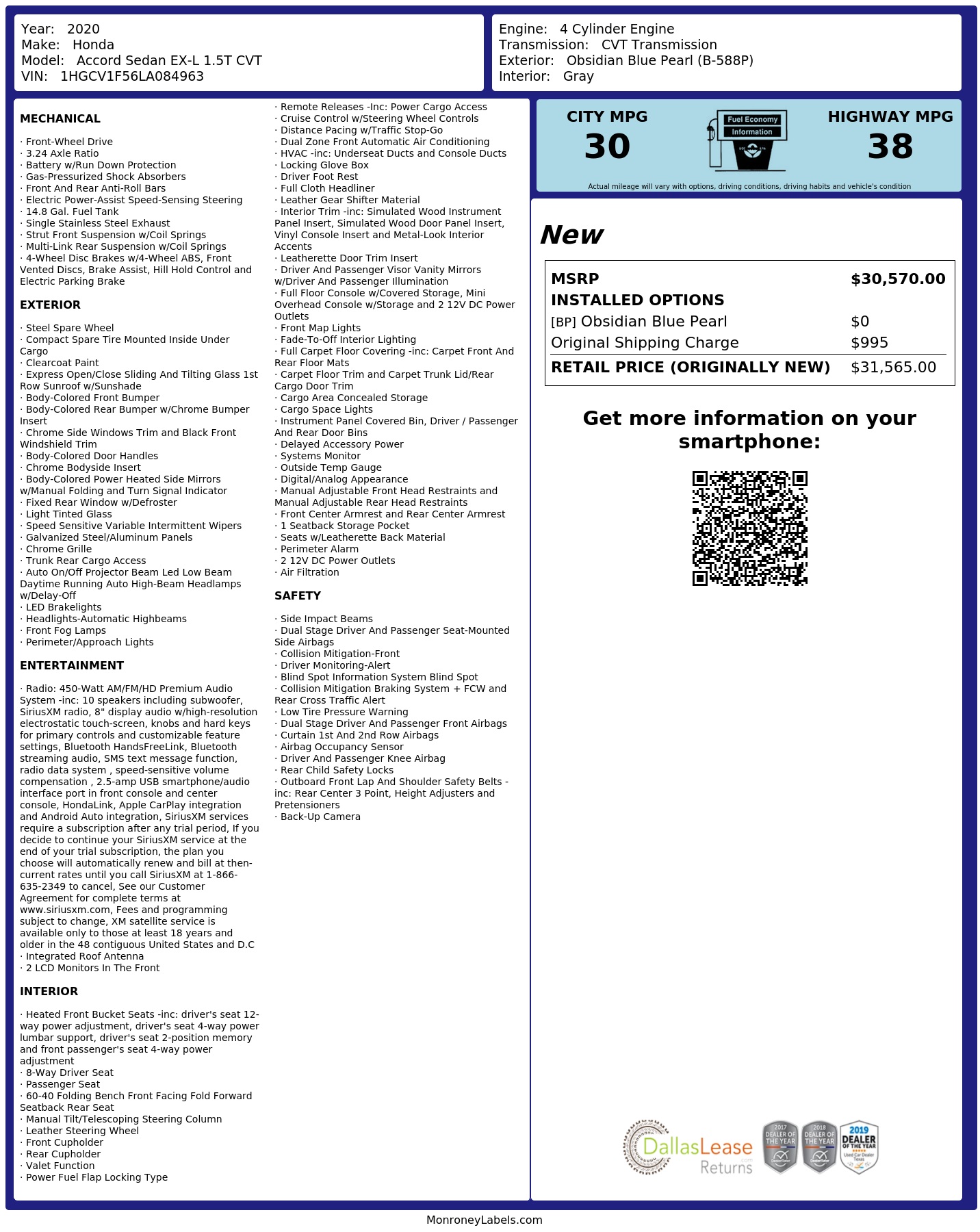 Monroney Label