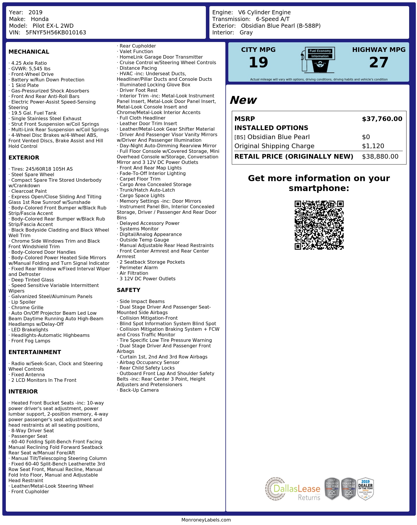 Monroney Label