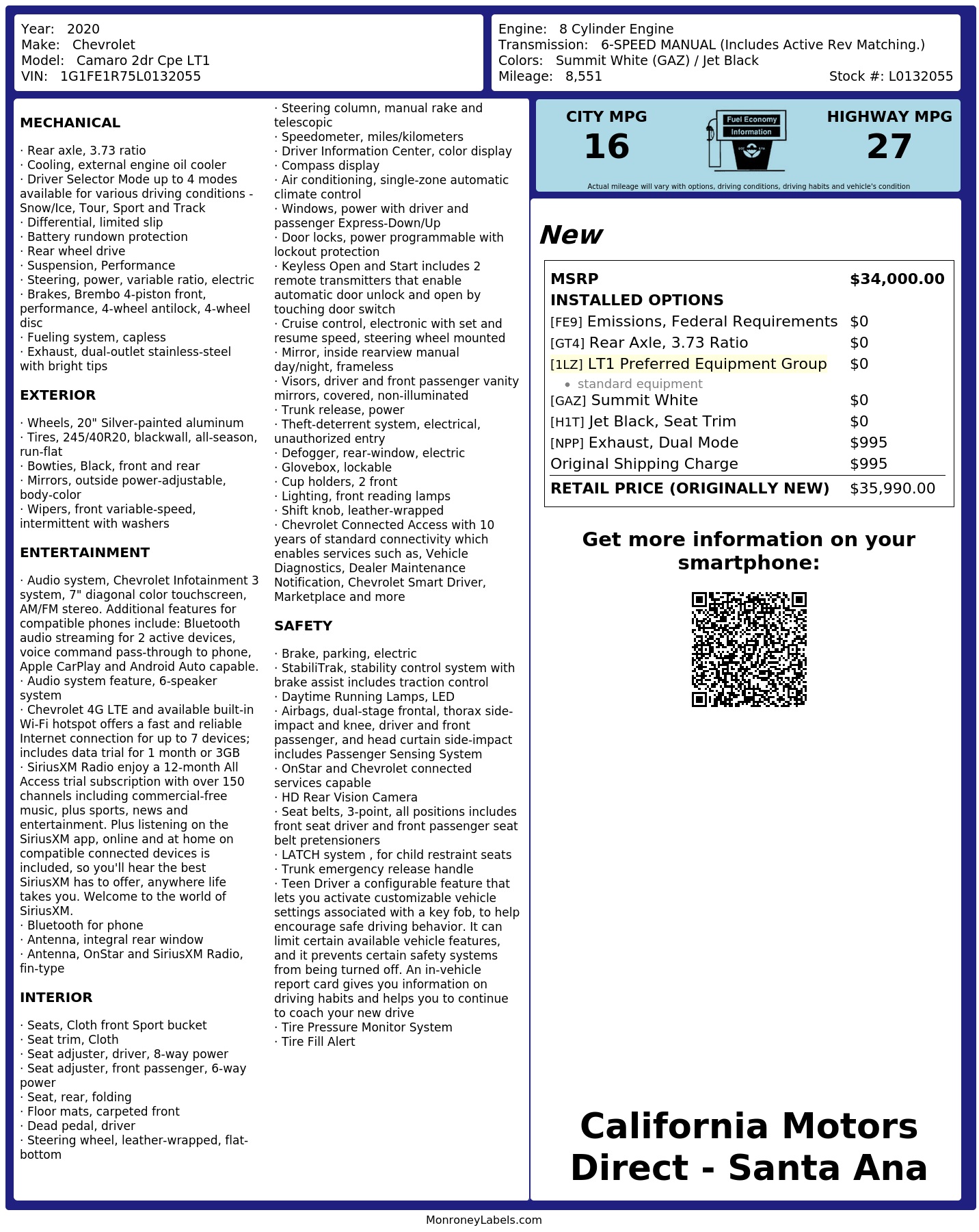 Monroney Label