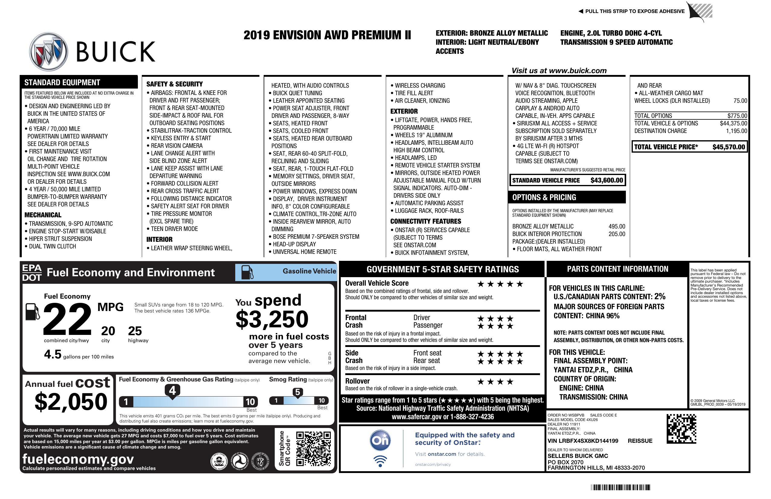 window-sticker-for-2019-buick-envision-awd-4dr-premium-ii