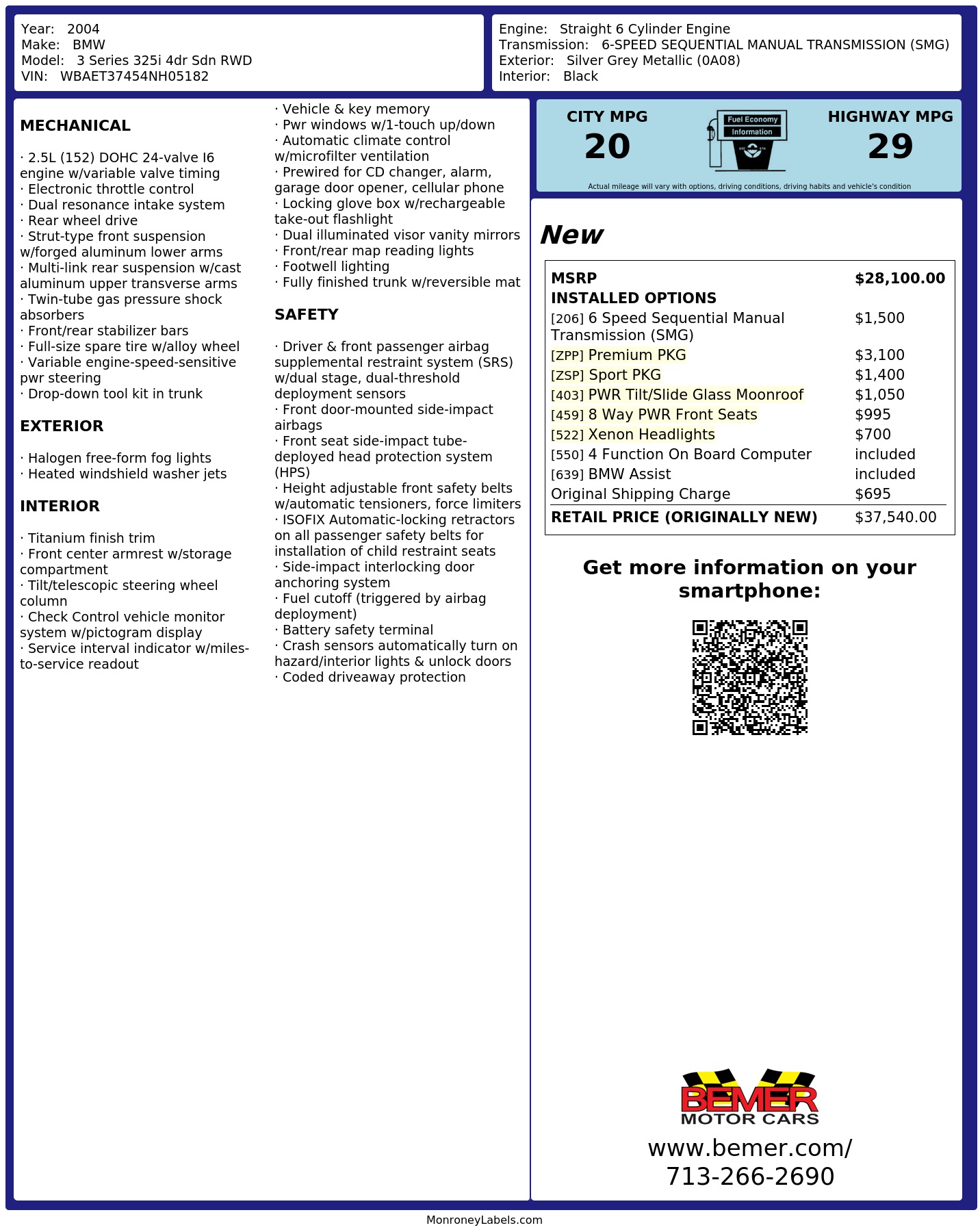 Monroney Label