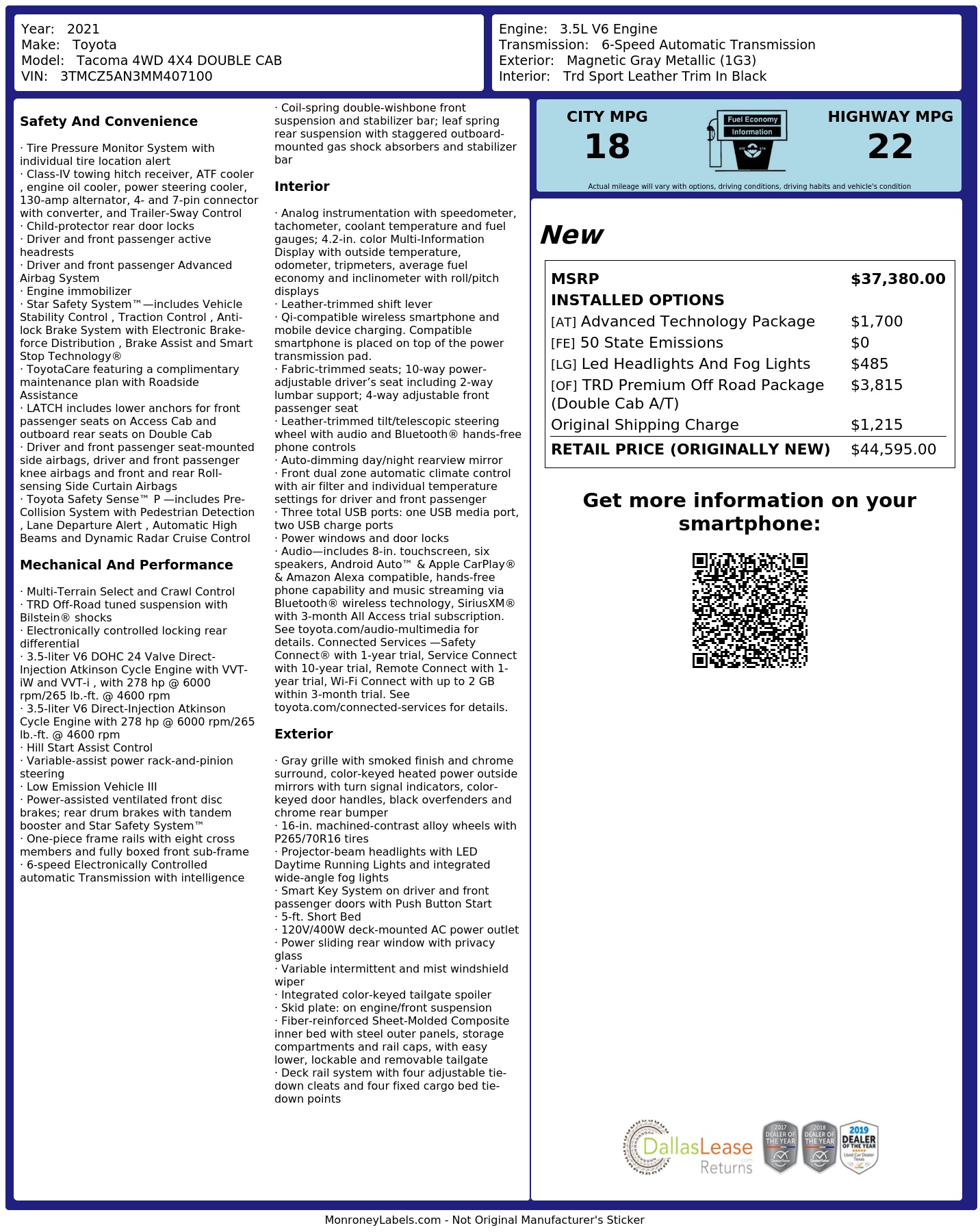 Monroney Label