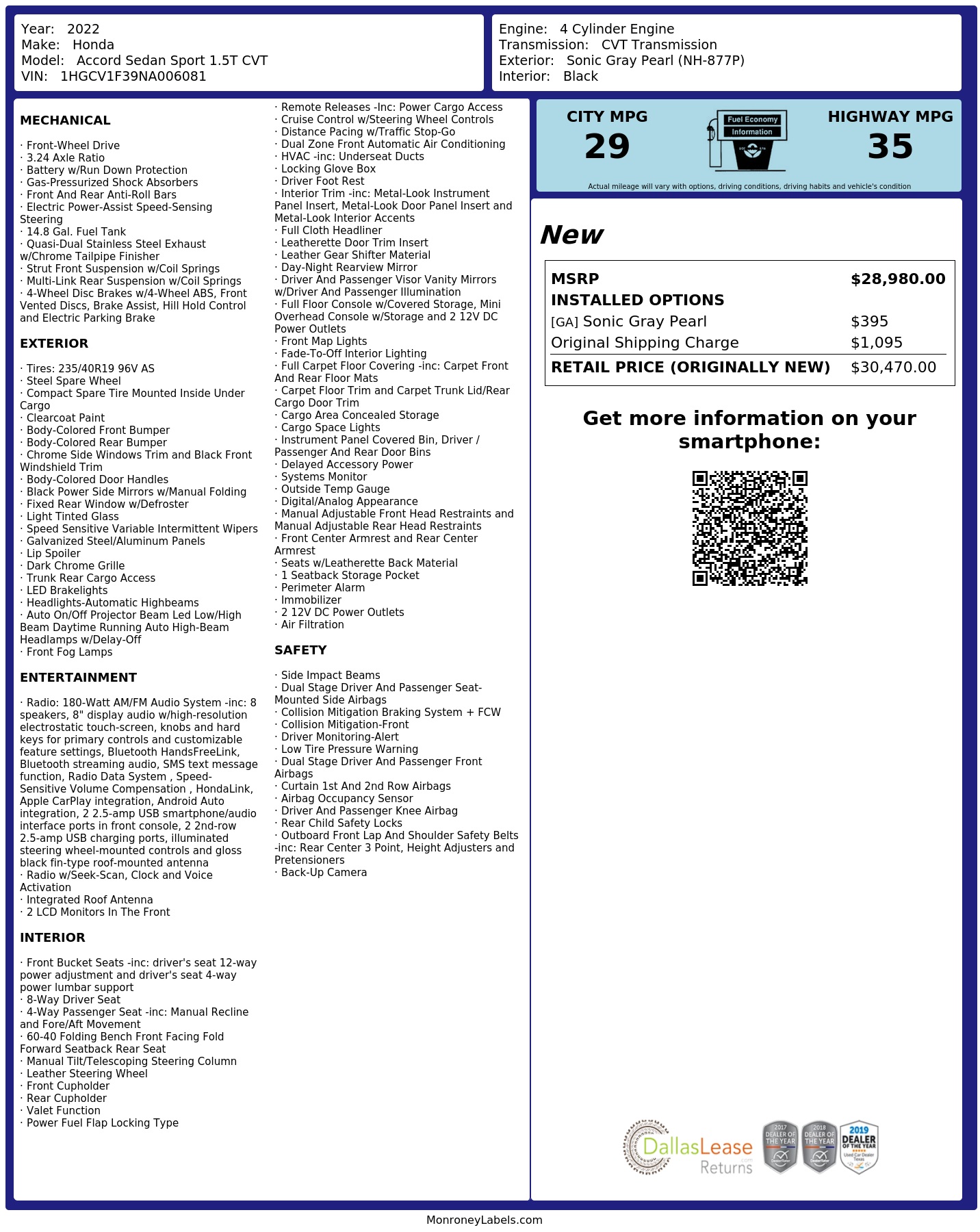 Monroney Label
