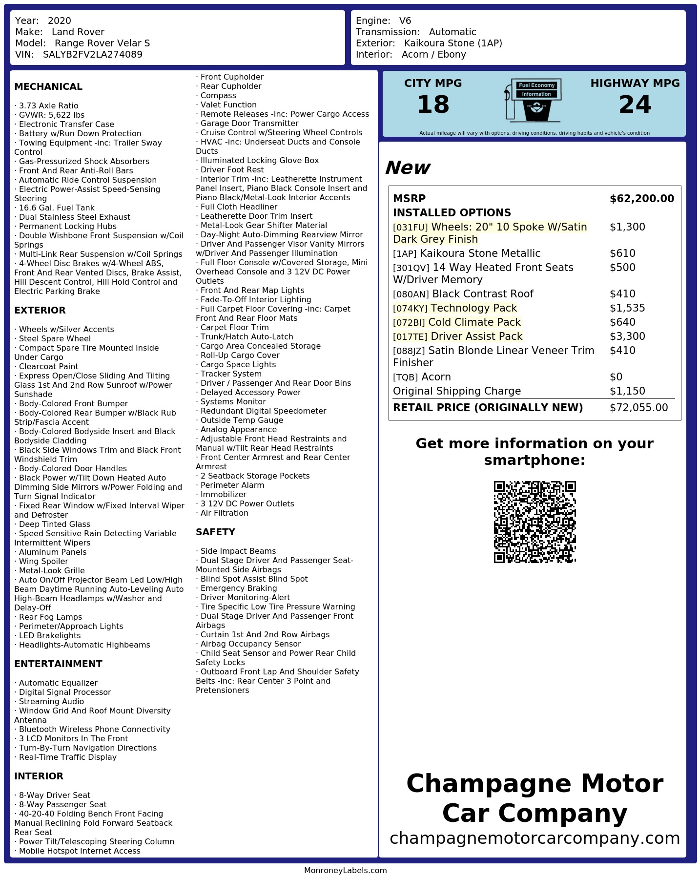 Monroney Label