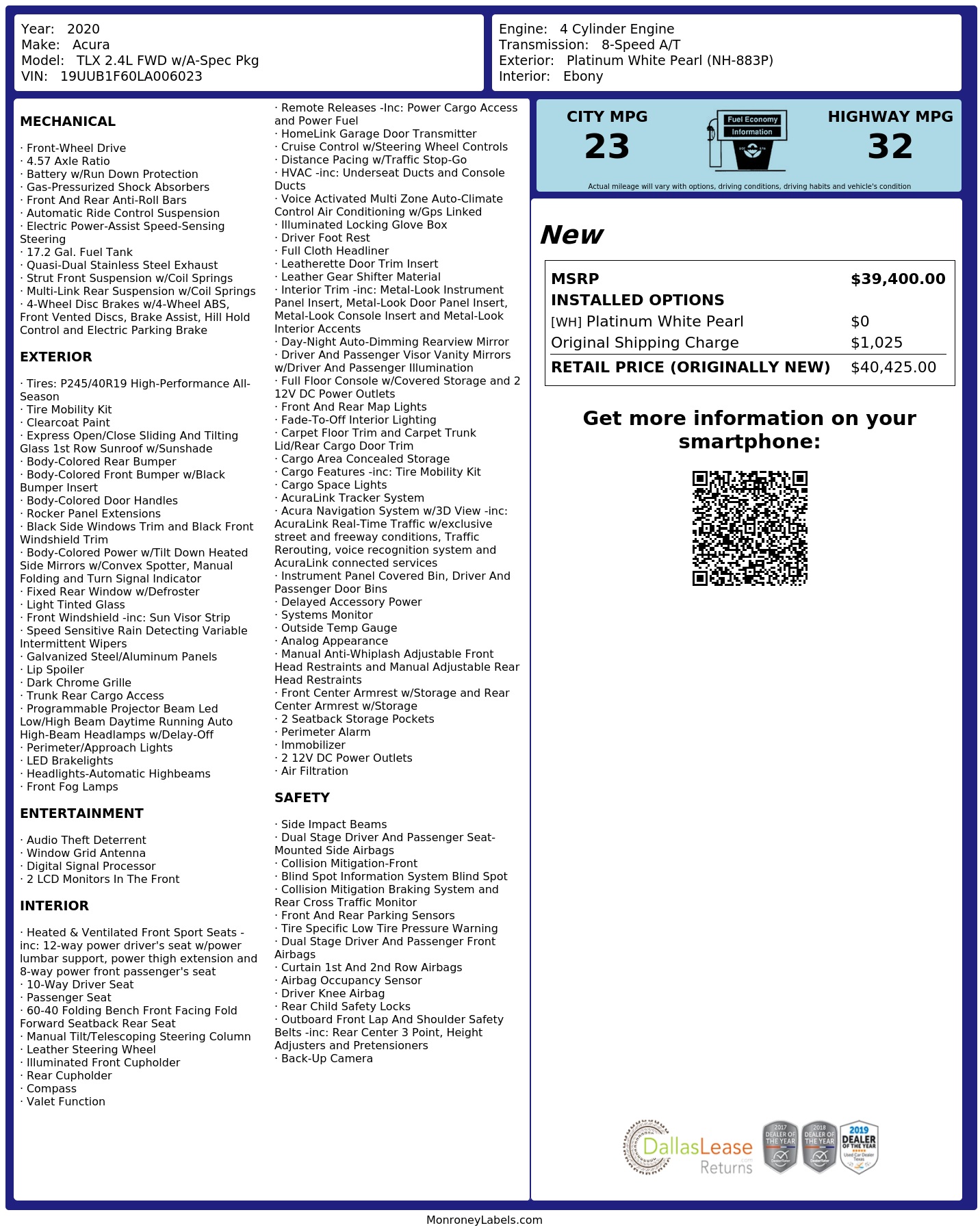 Monroney Label