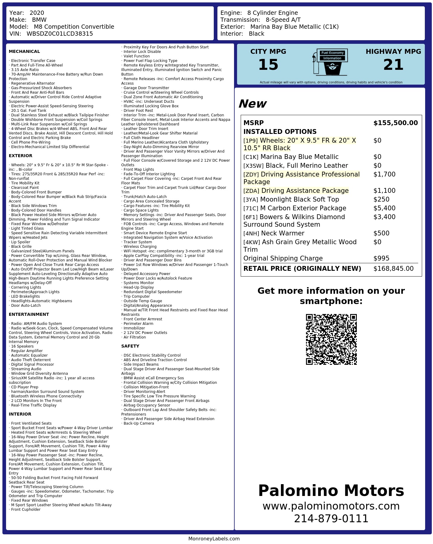 Monroney Label