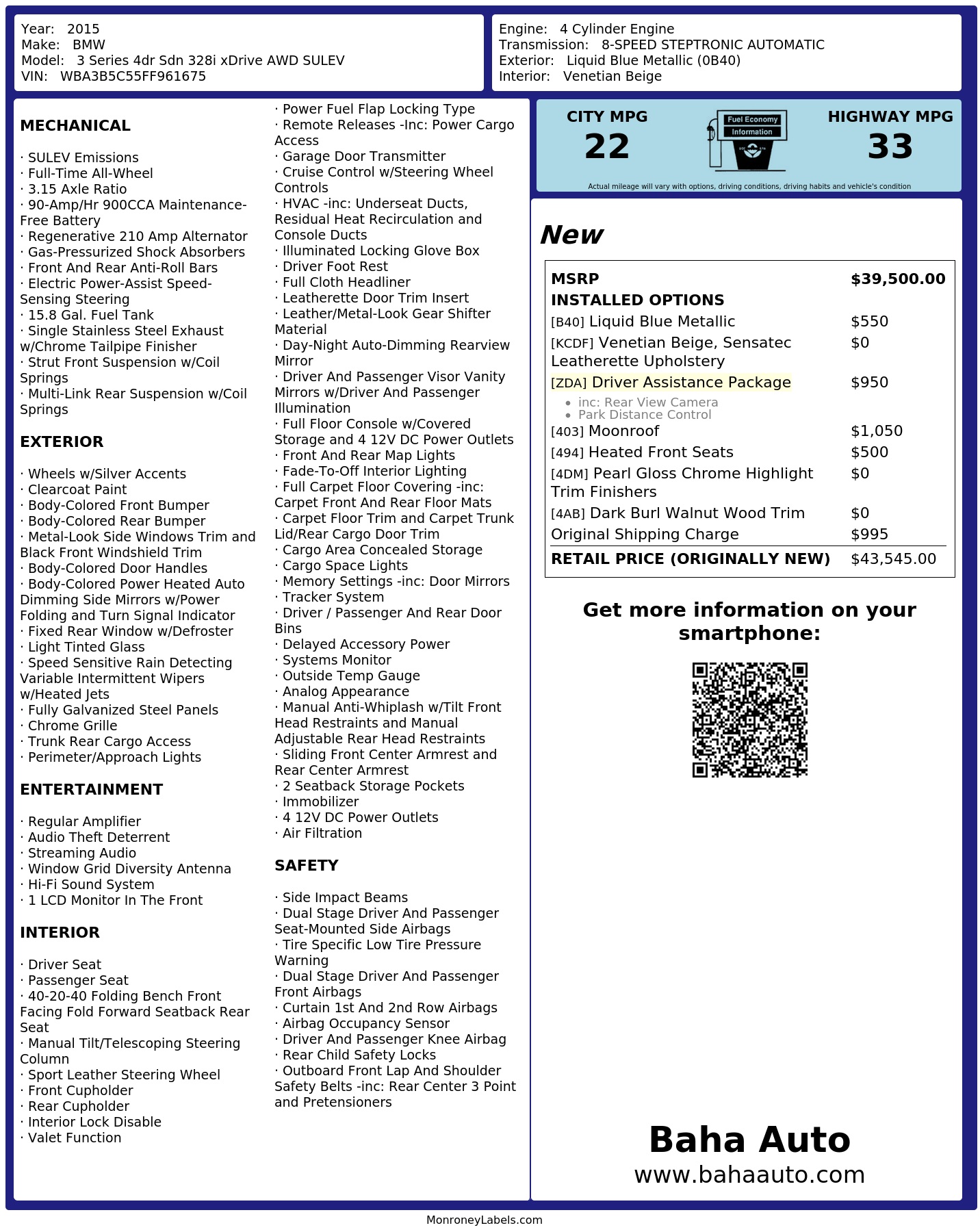 Monroney Label
