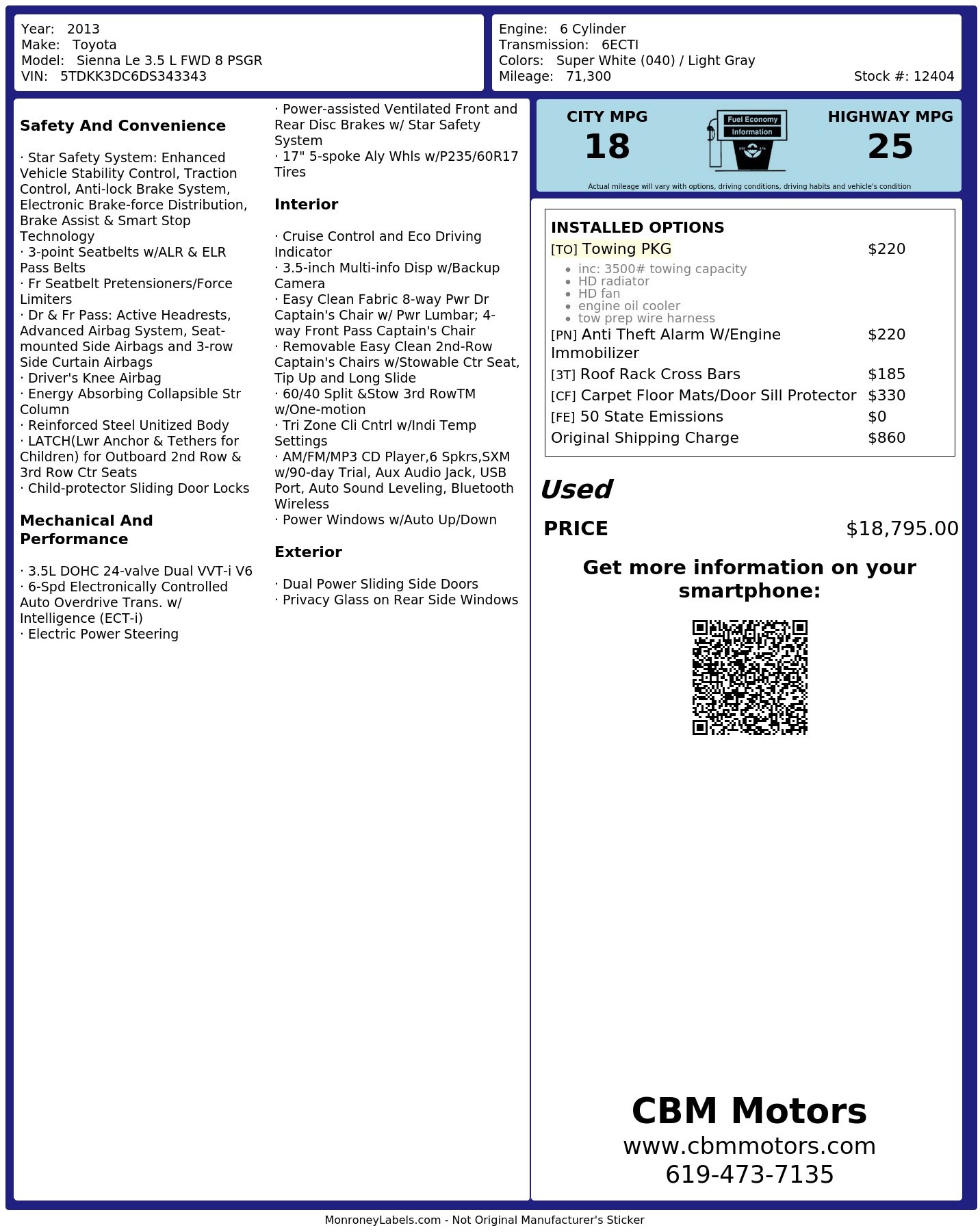 Monroney Label