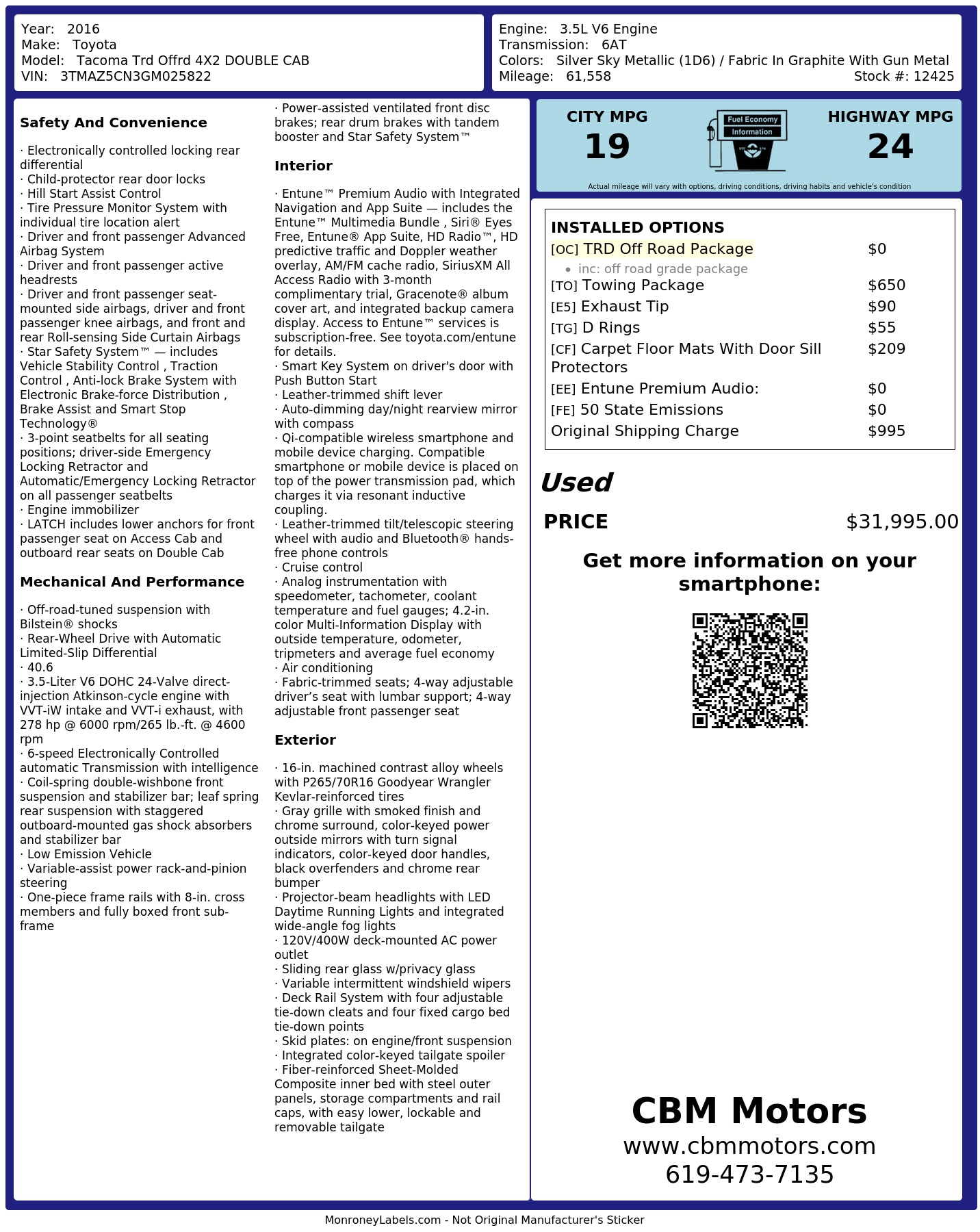 Monroney Label
