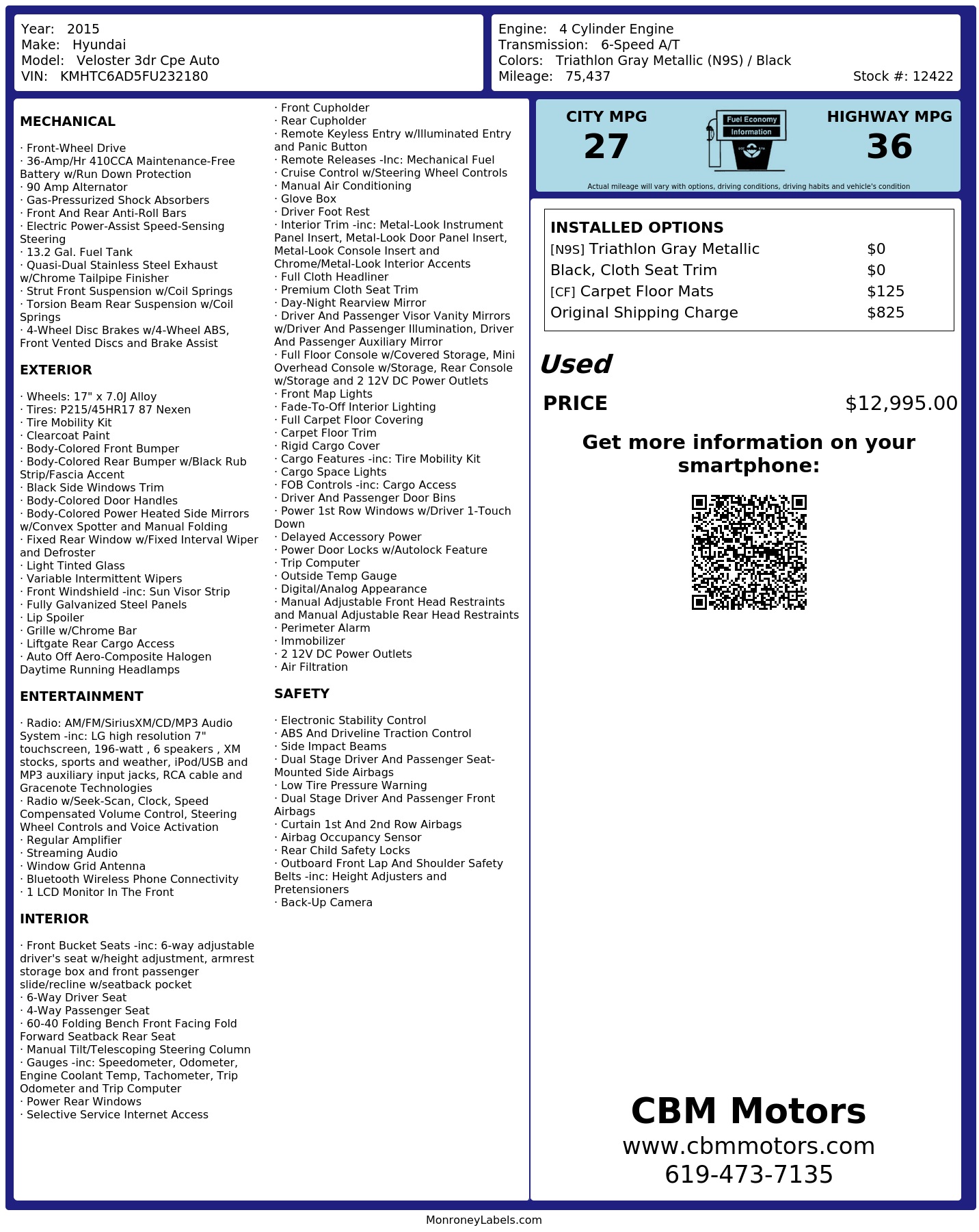 Monroney Label
