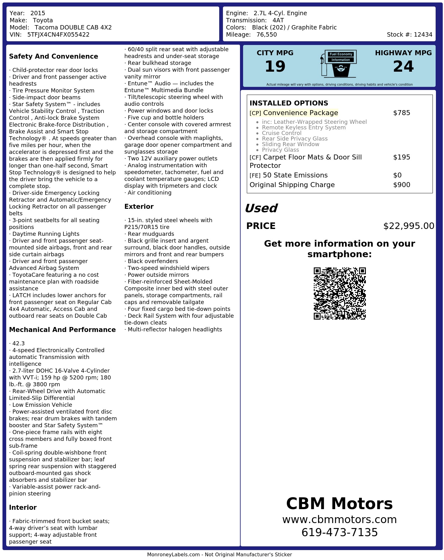 Monroney Label