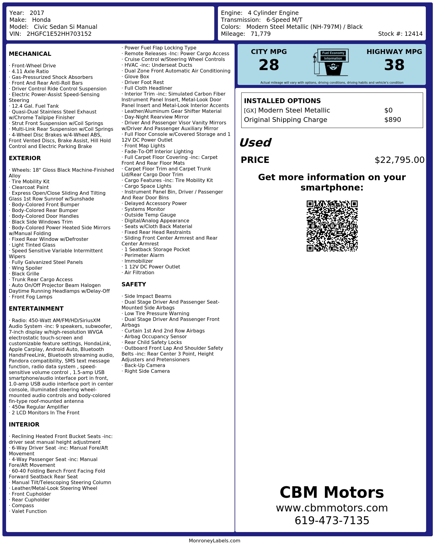 Monroney Label