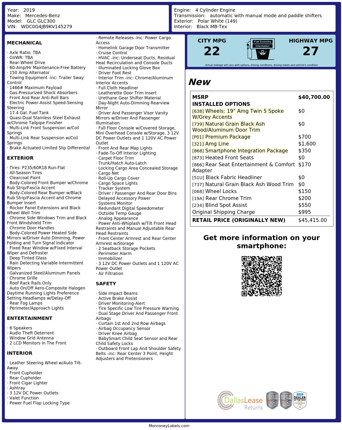 Monroney Label