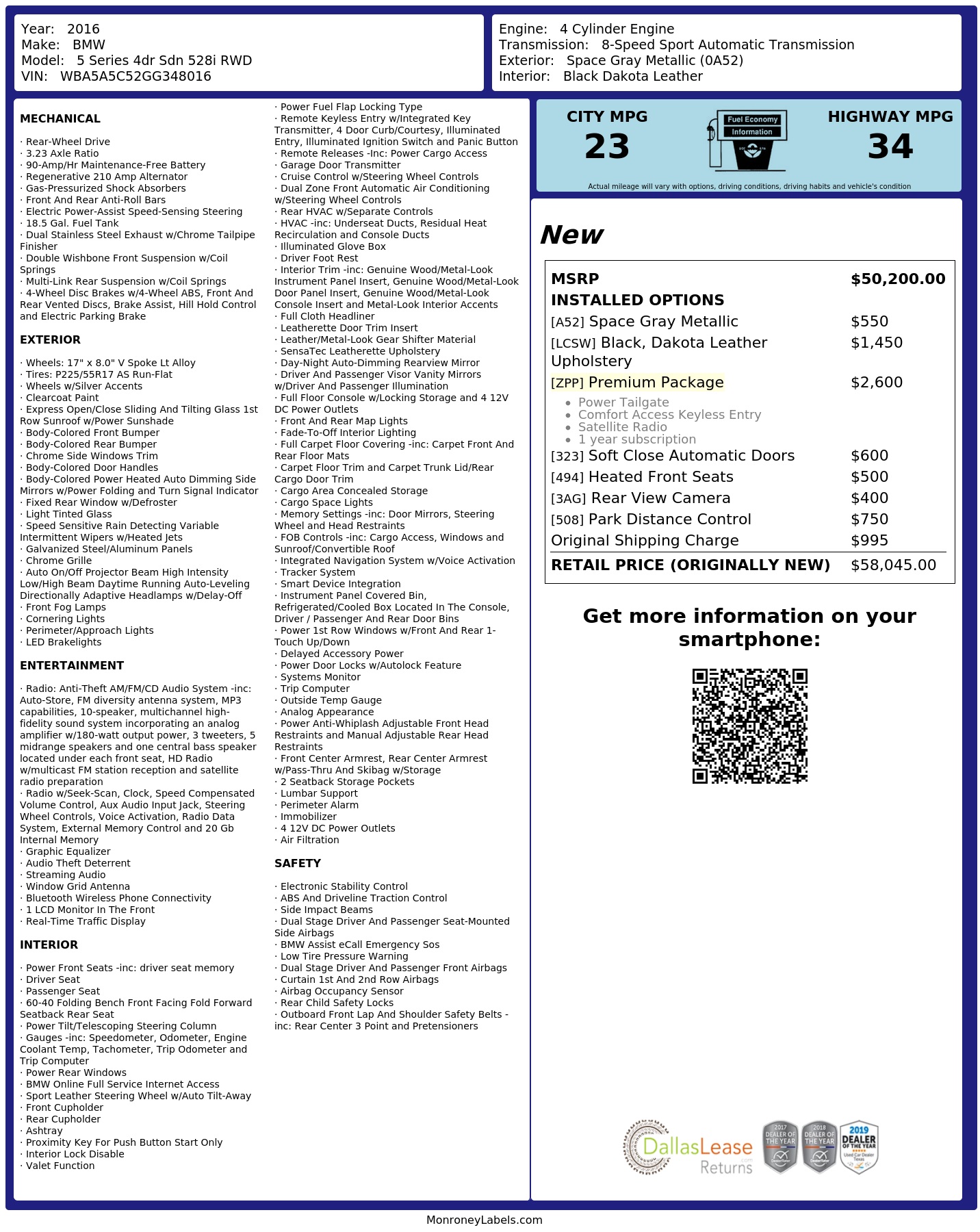 Monroney Label