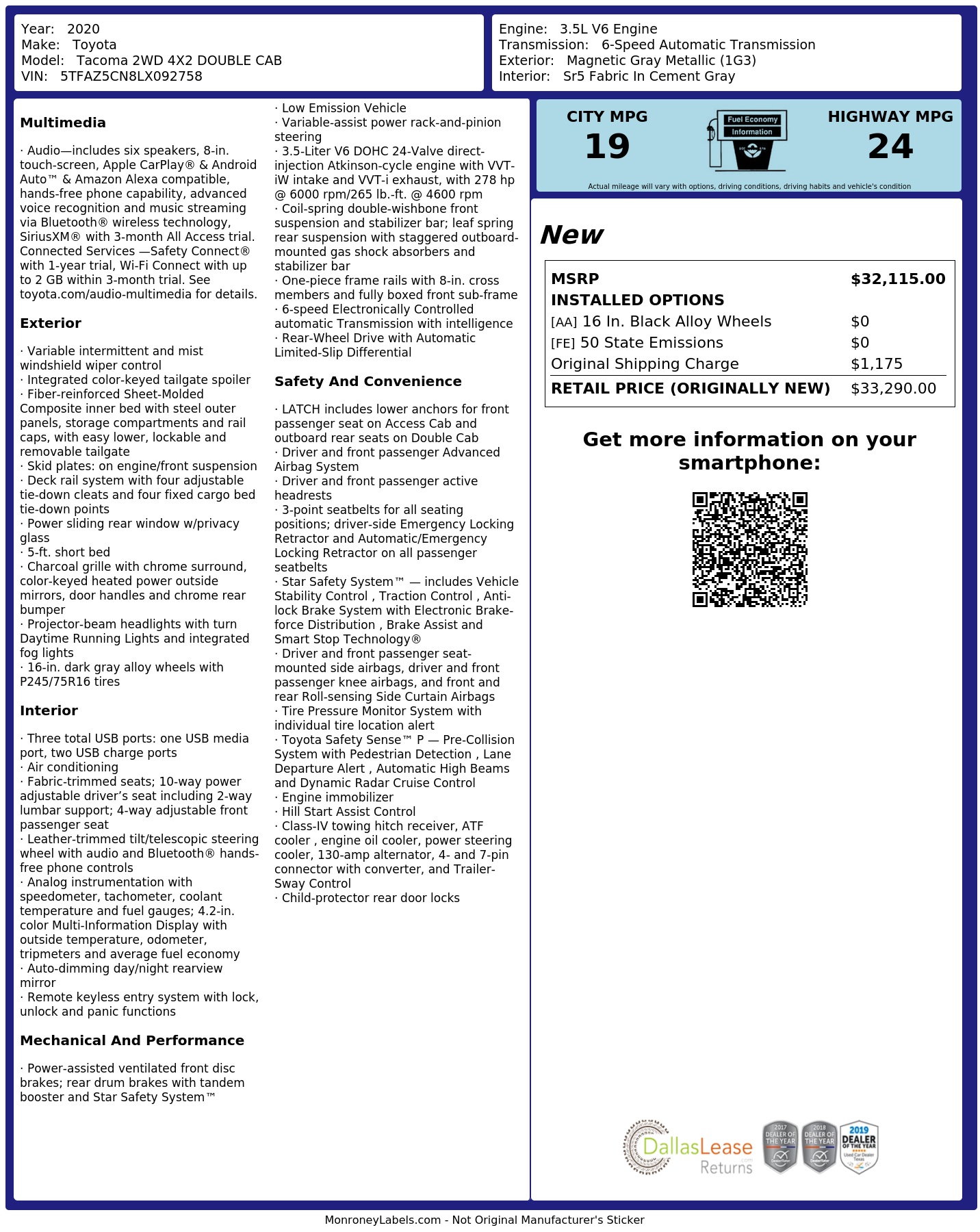 Monroney Label