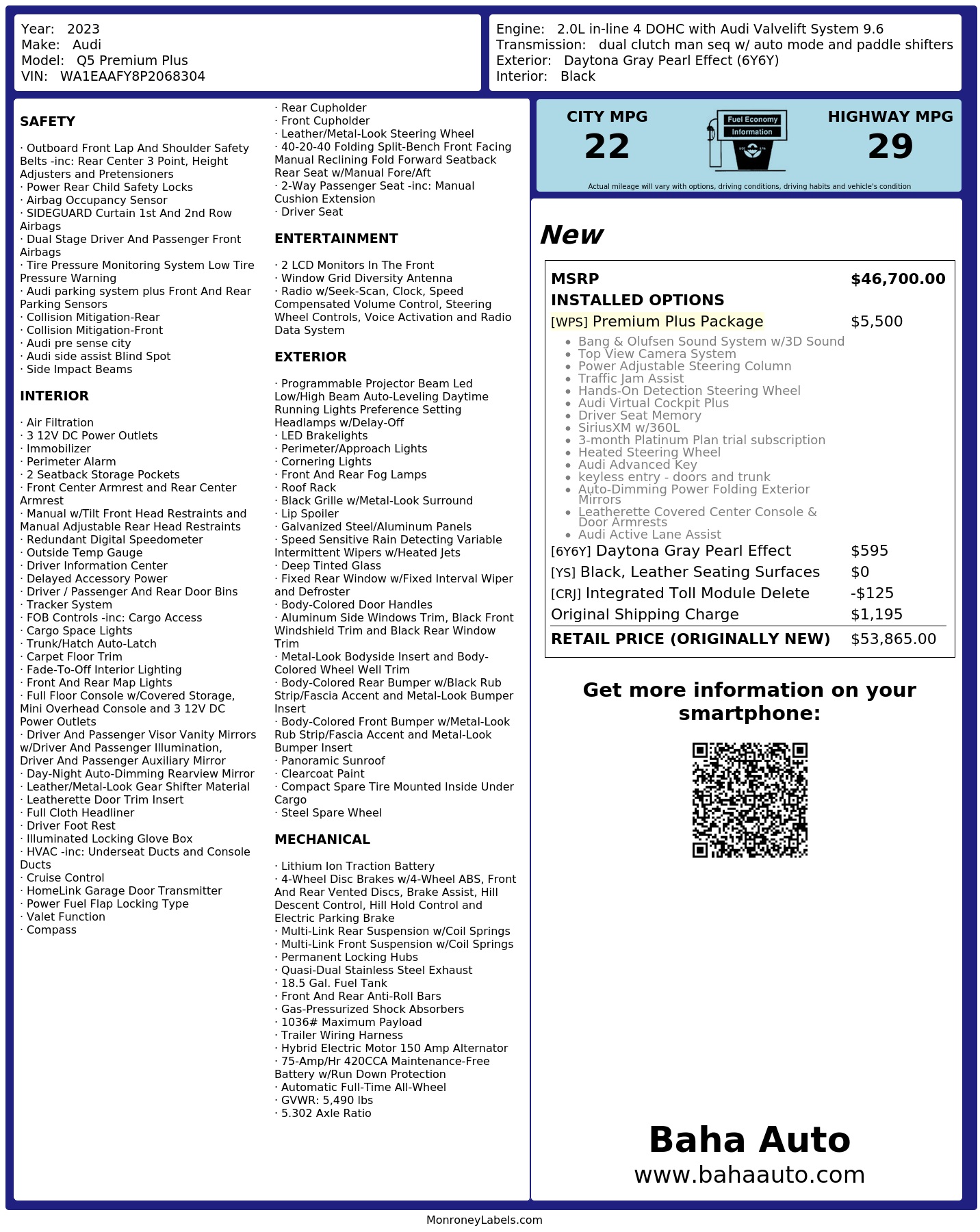 Monroney Label