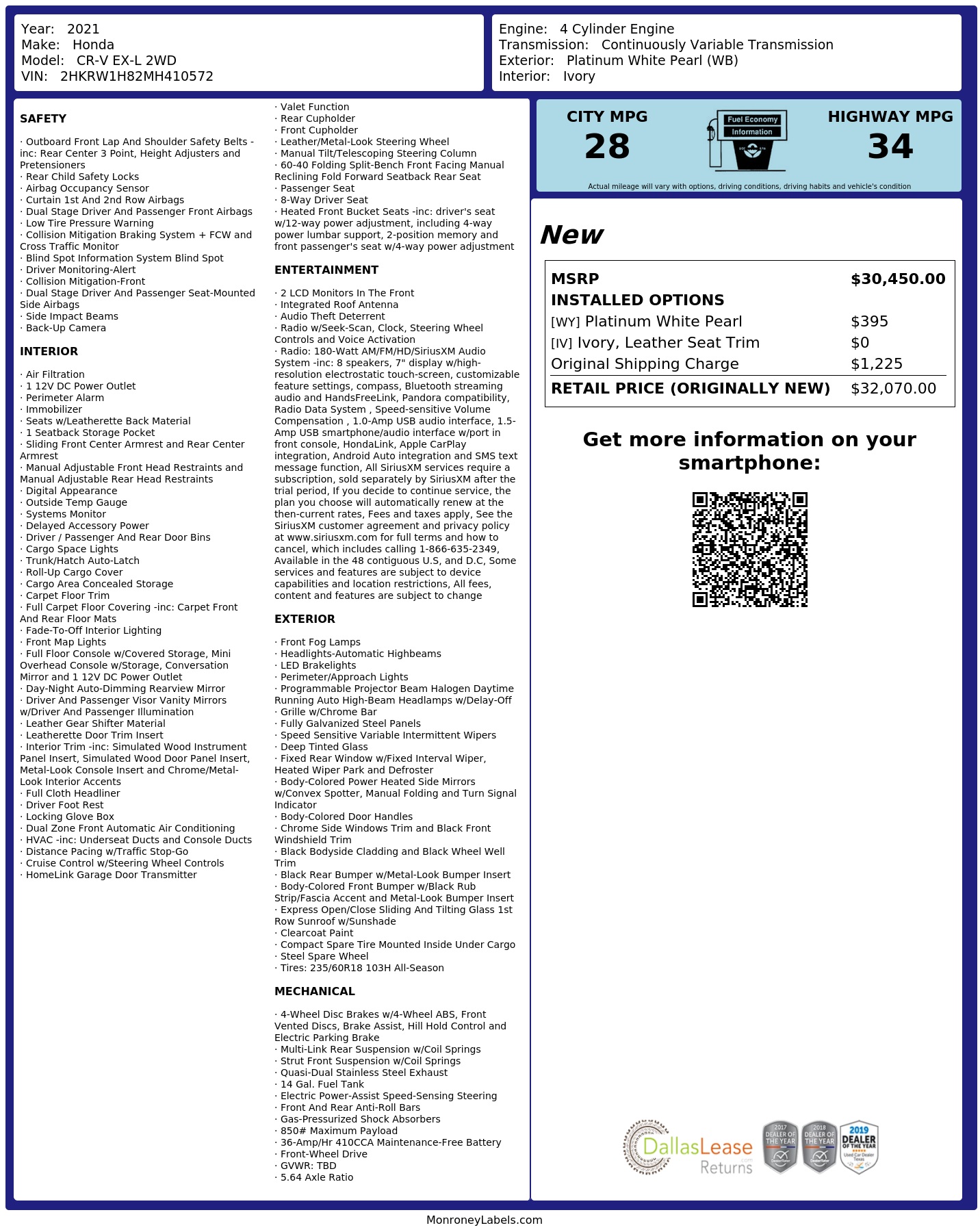 Monroney Label