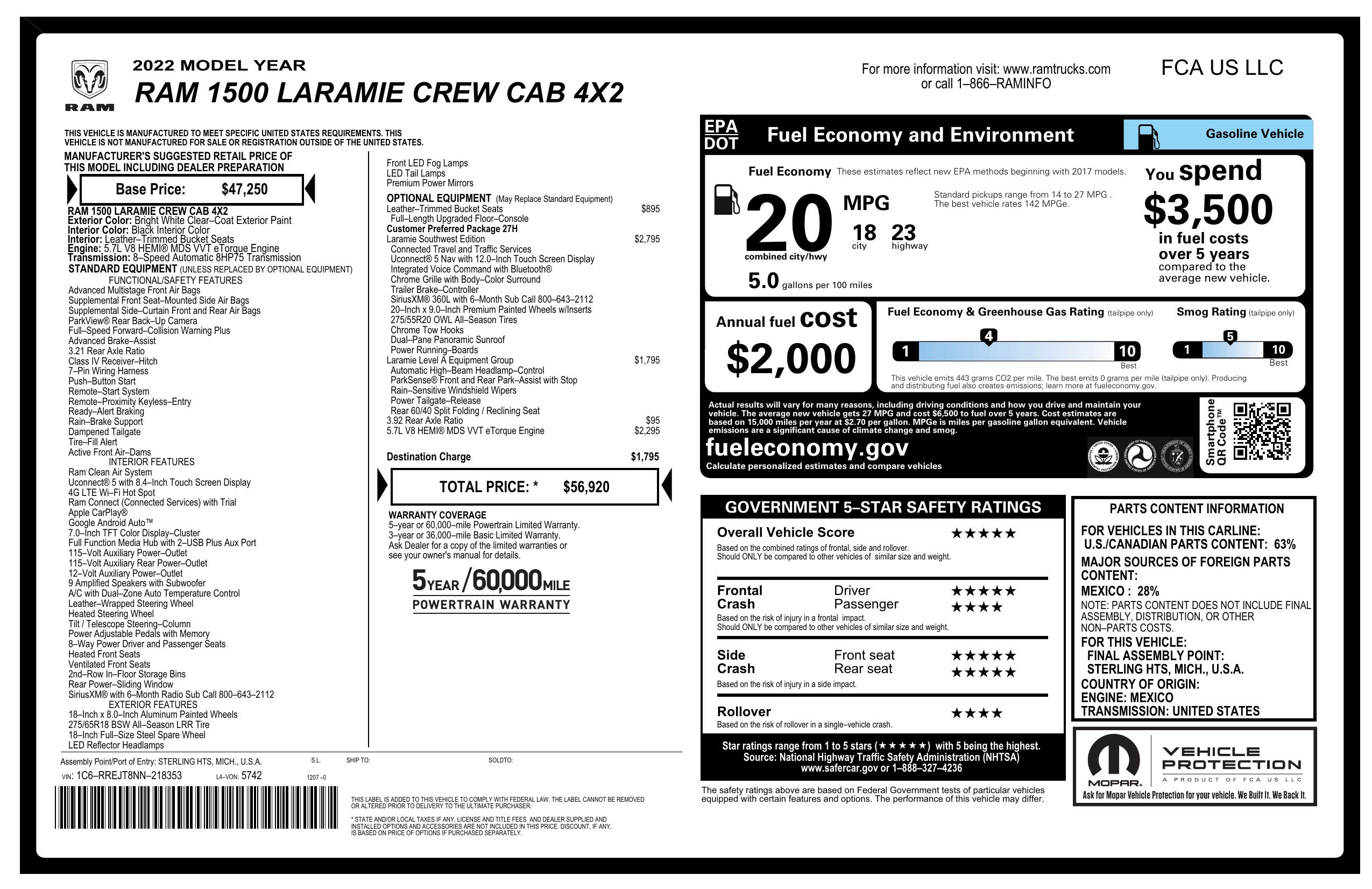 Monroney Label