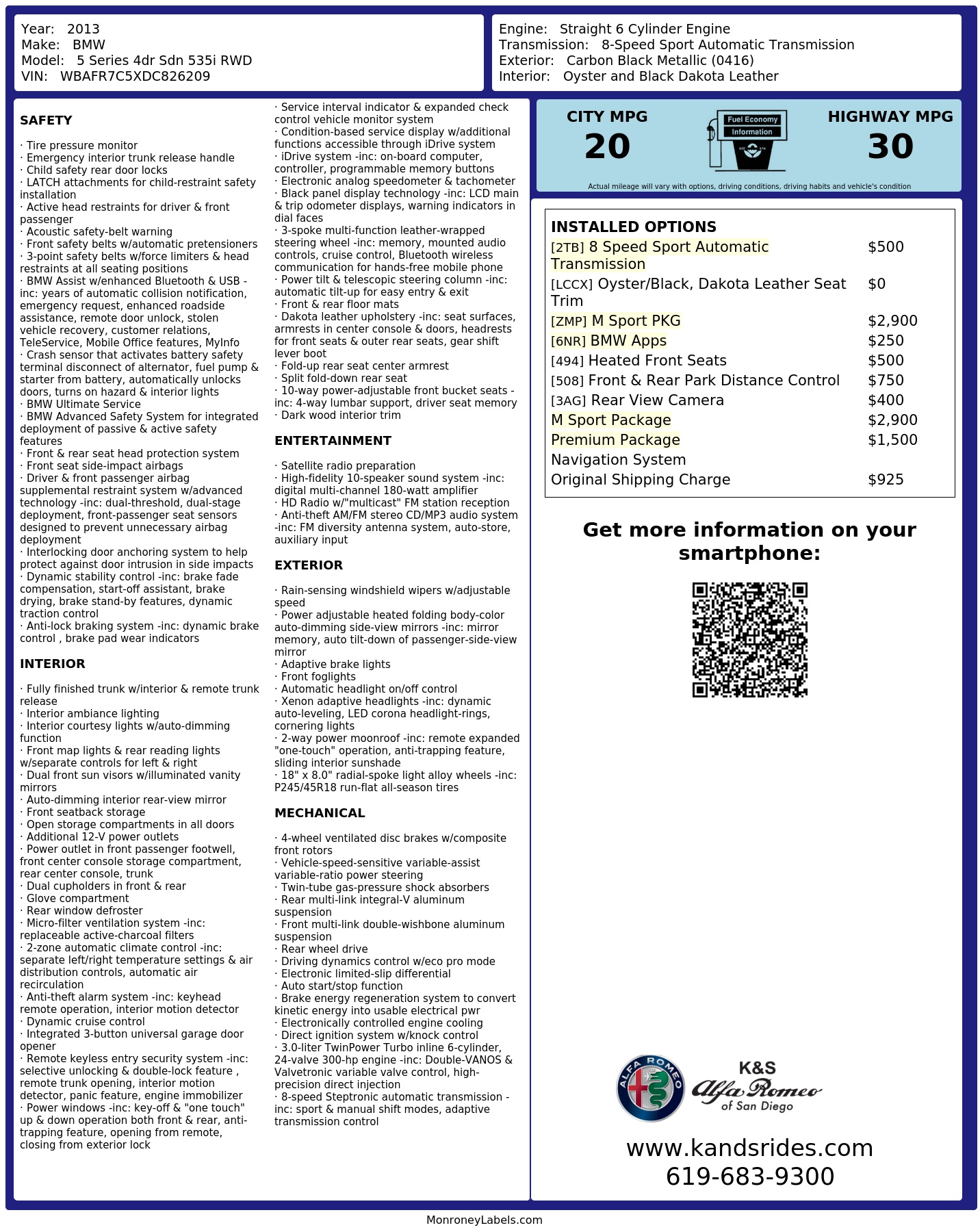 Monroney Label