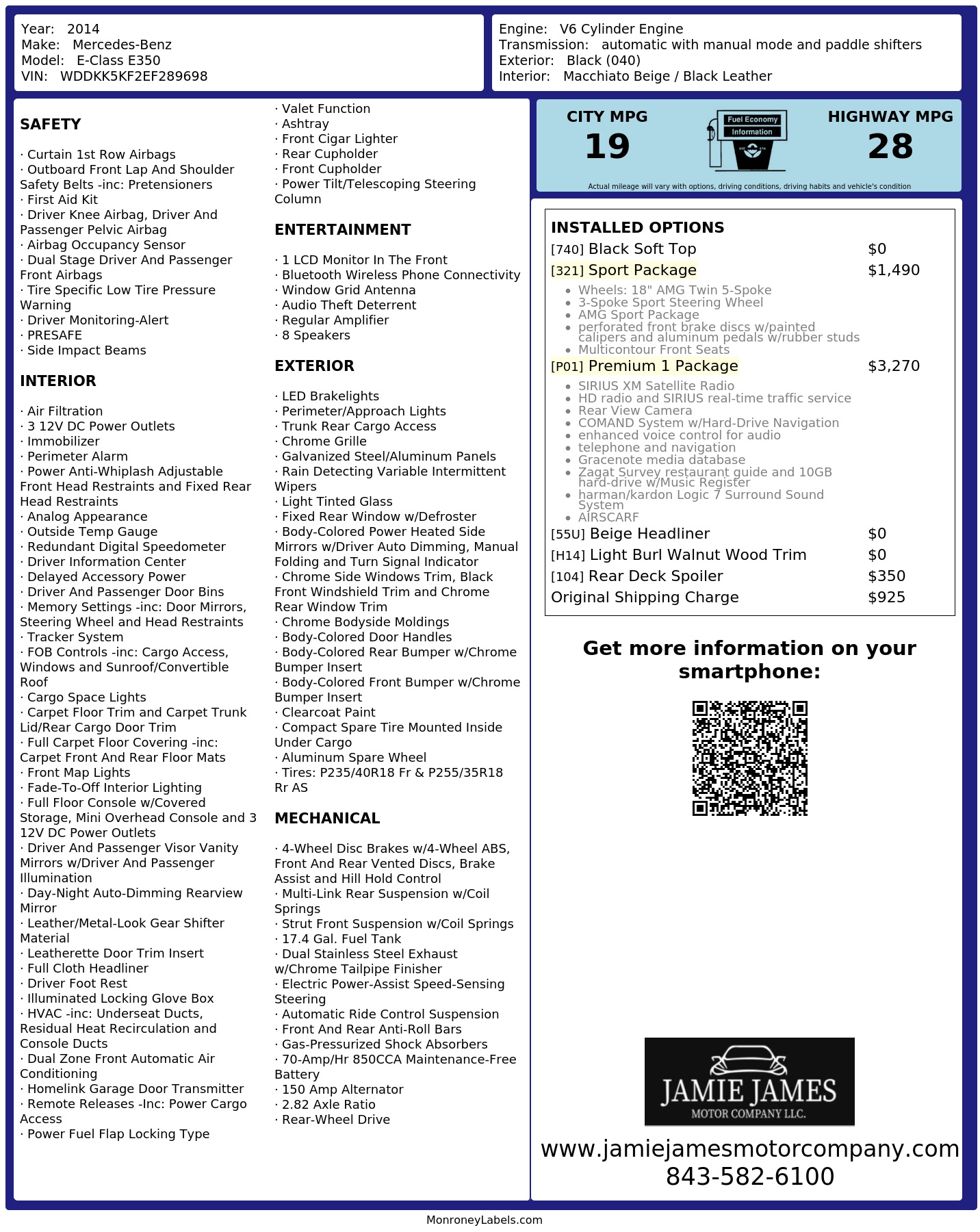 Monroney Label